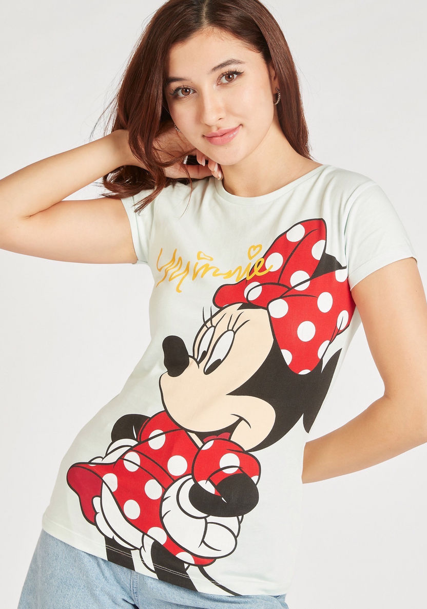 Mickey Mouse Print Crew Neck T-shirt with Short Sleeves-T Shirts-image-0