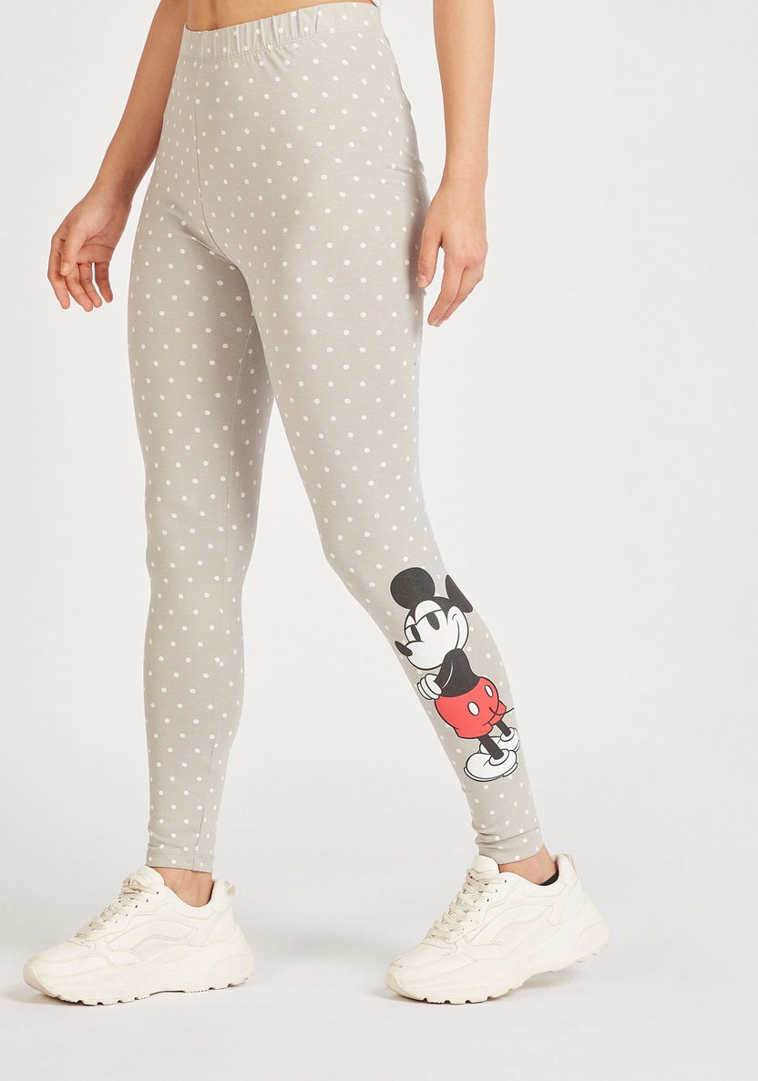 Mickey Mouse Print Leggings with Elasticated Waistband-Leggings-image-0