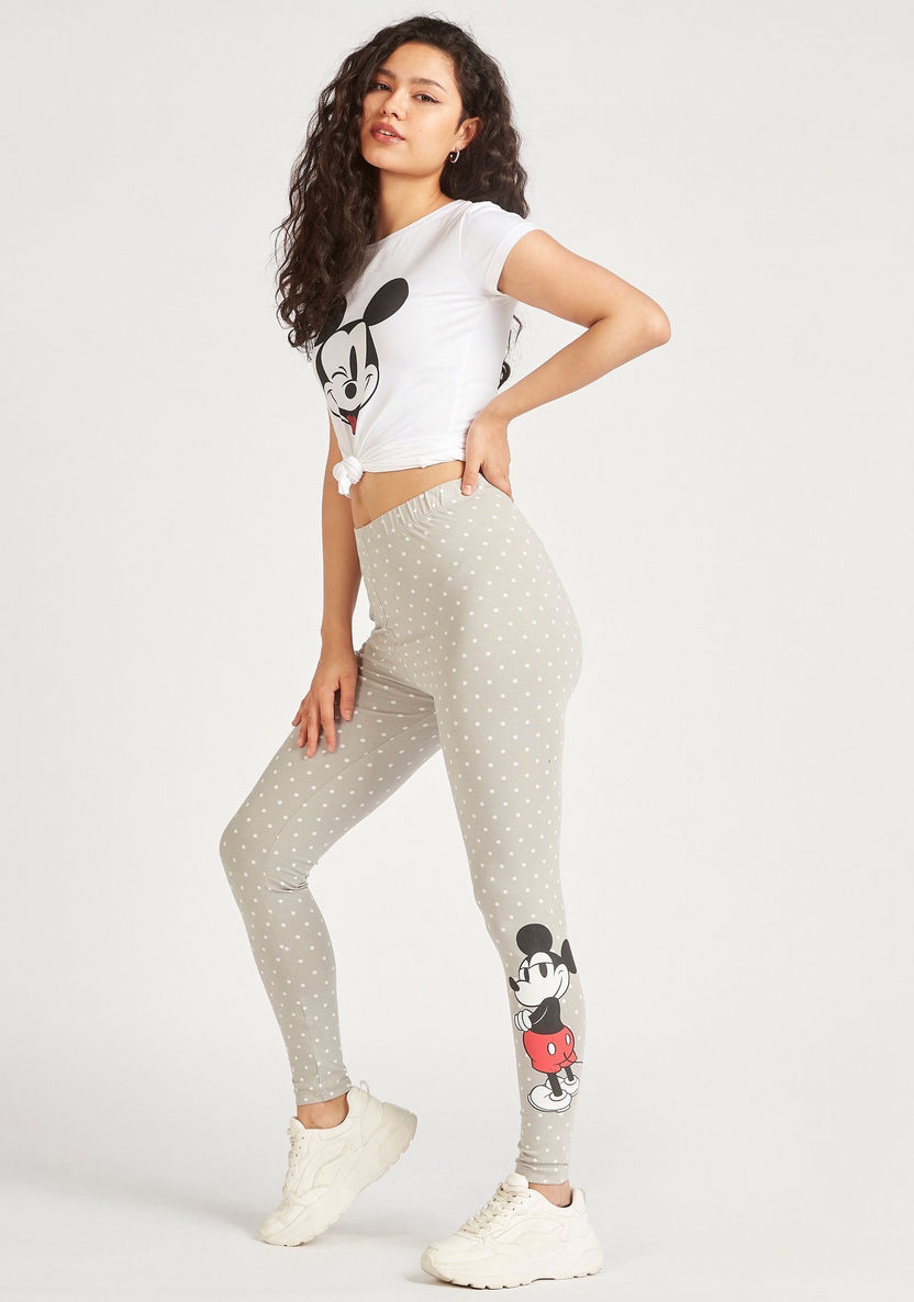 Mickey Mouse Print Leggings with Elasticated Waistband-Leggings-image-1