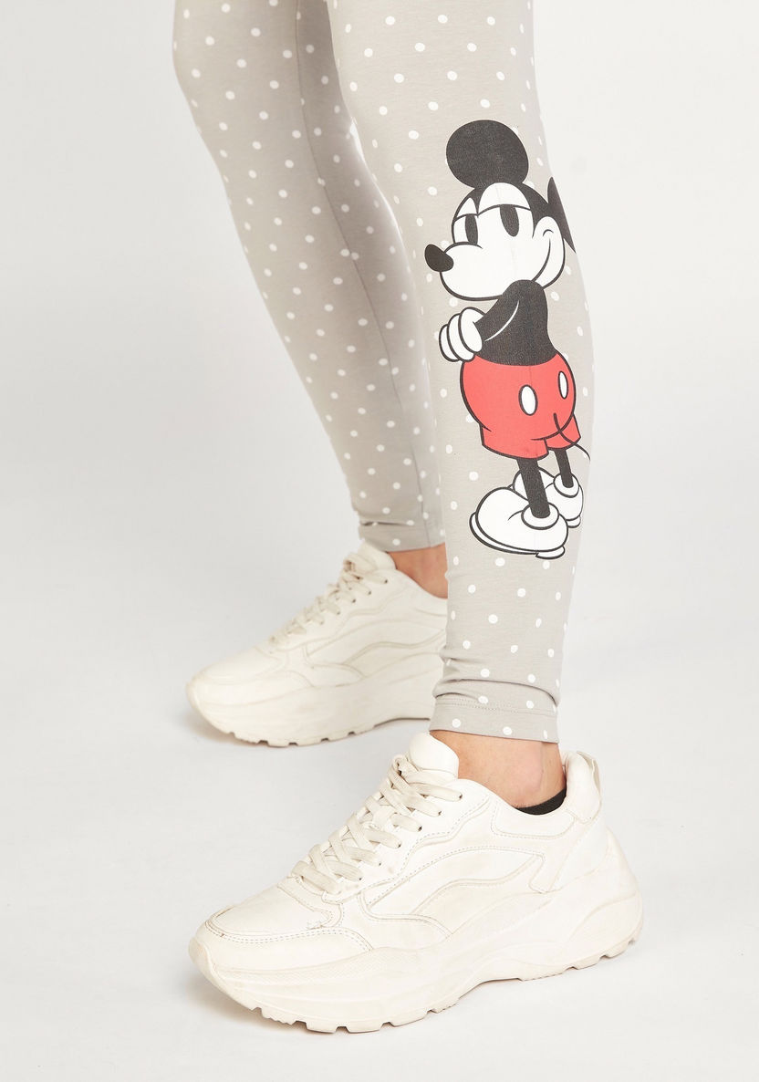 Mickey Mouse Print Leggings with Elasticated Waistband-Leggings-image-2