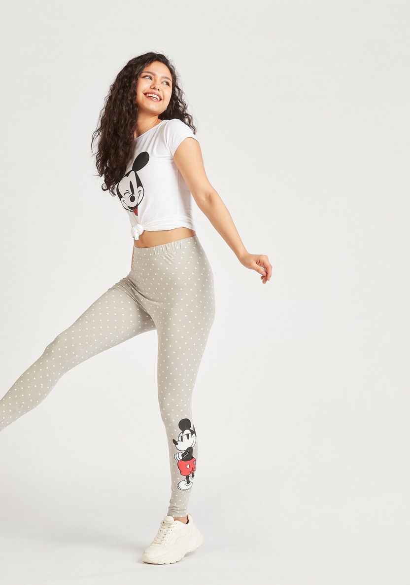 Mickey Mouse Print Leggings with Elasticated Waistband-Leggings-image-3