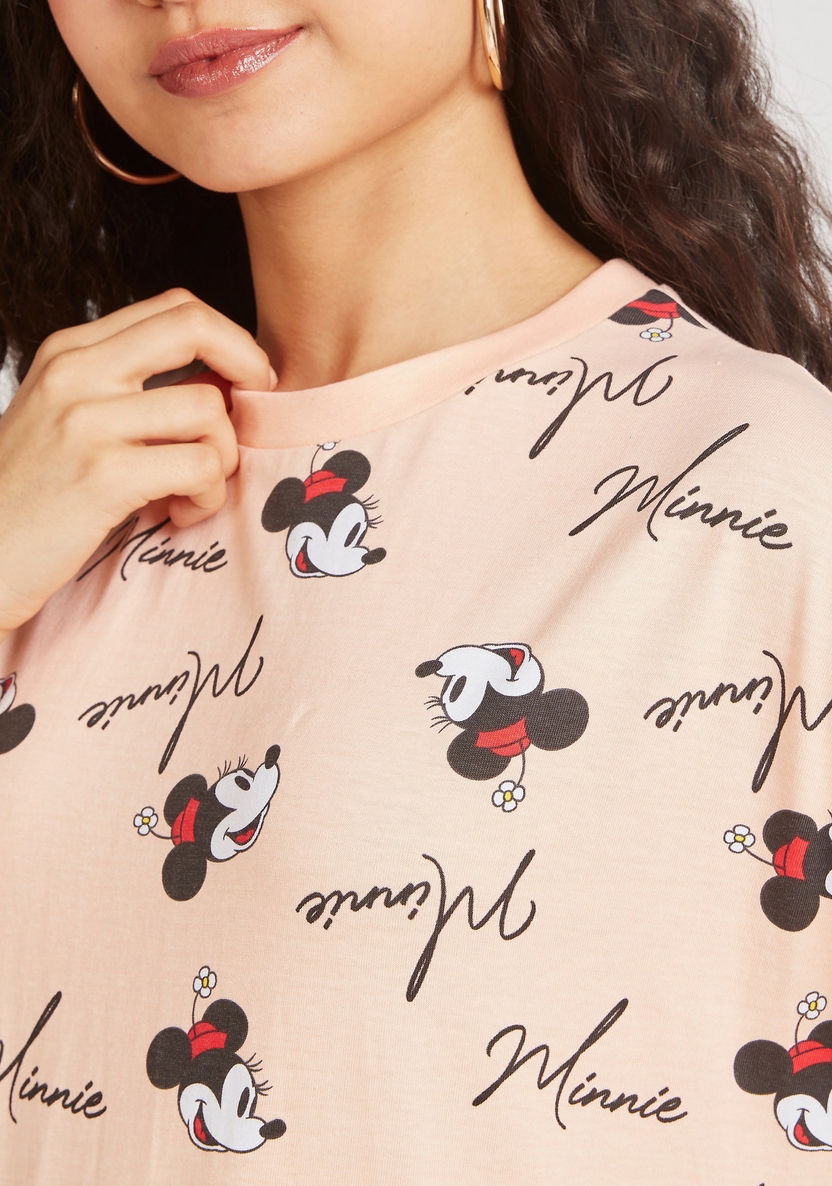 Minnie Mouse Print Mini T-shirt Dress with Short Sleeves-Dresses-image-3