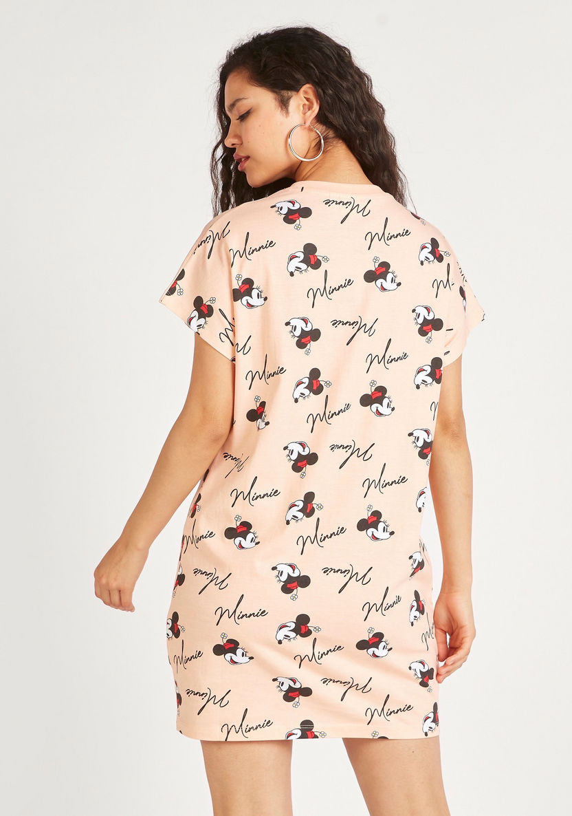 Minnie Mouse Print Mini T-shirt Dress with Short Sleeves-Dresses-image-4