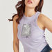Sakura Print Sleeveless T-shirt with Crew Neck-T Shirts-thumbnail-4