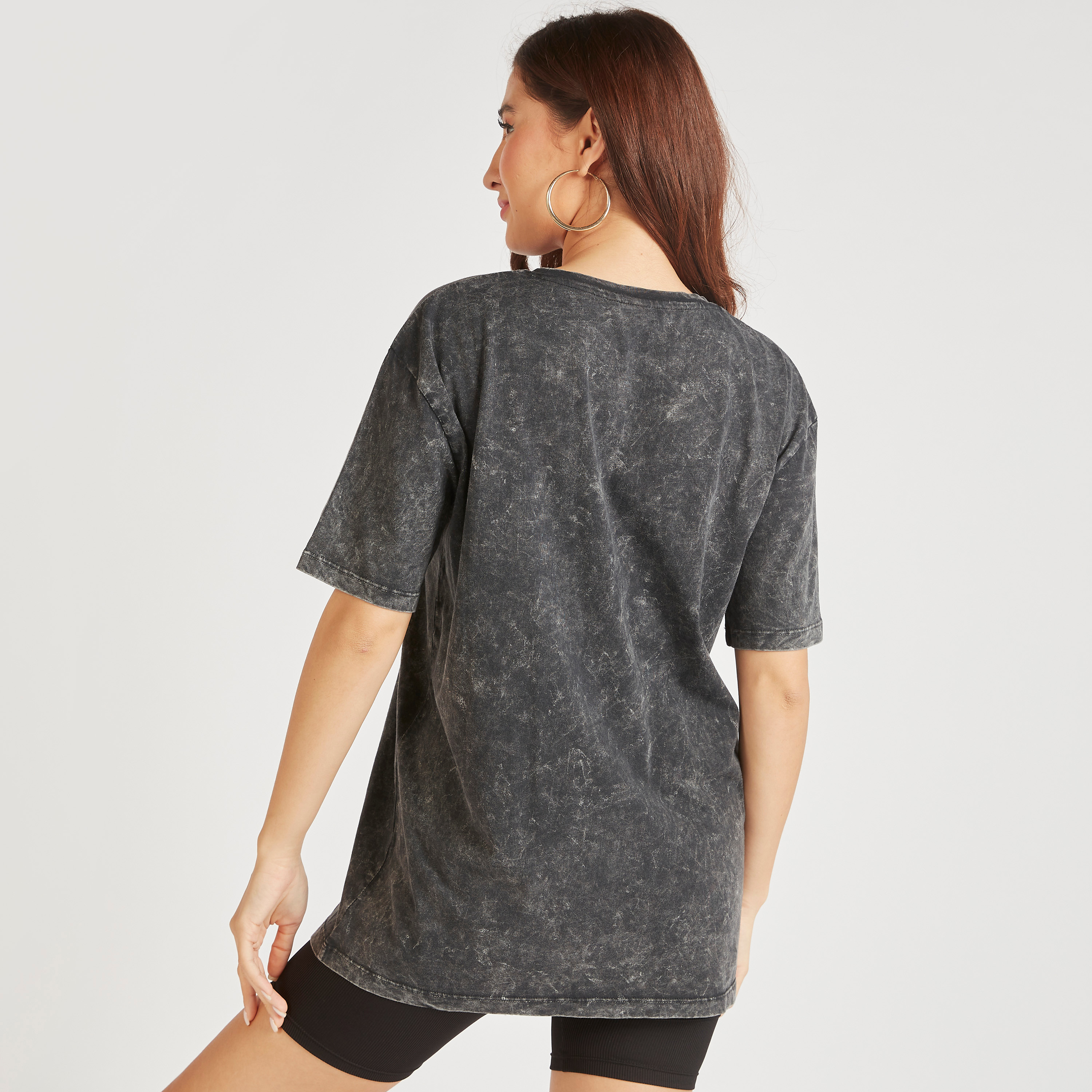 Snoopy Print T-shirt with Round Neck and Short Sleeves-women-clothing-tshirts-image-4