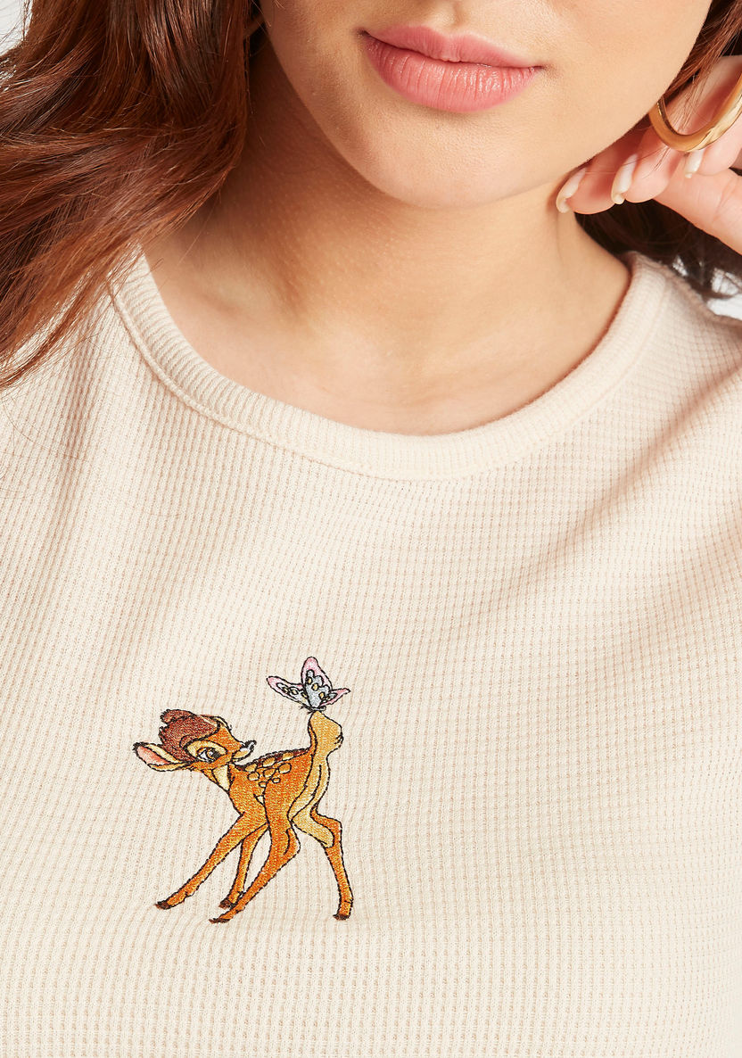Bambi Print Crop T-shirt with Round Neck and Short Sleeves-T Shirts-image-2