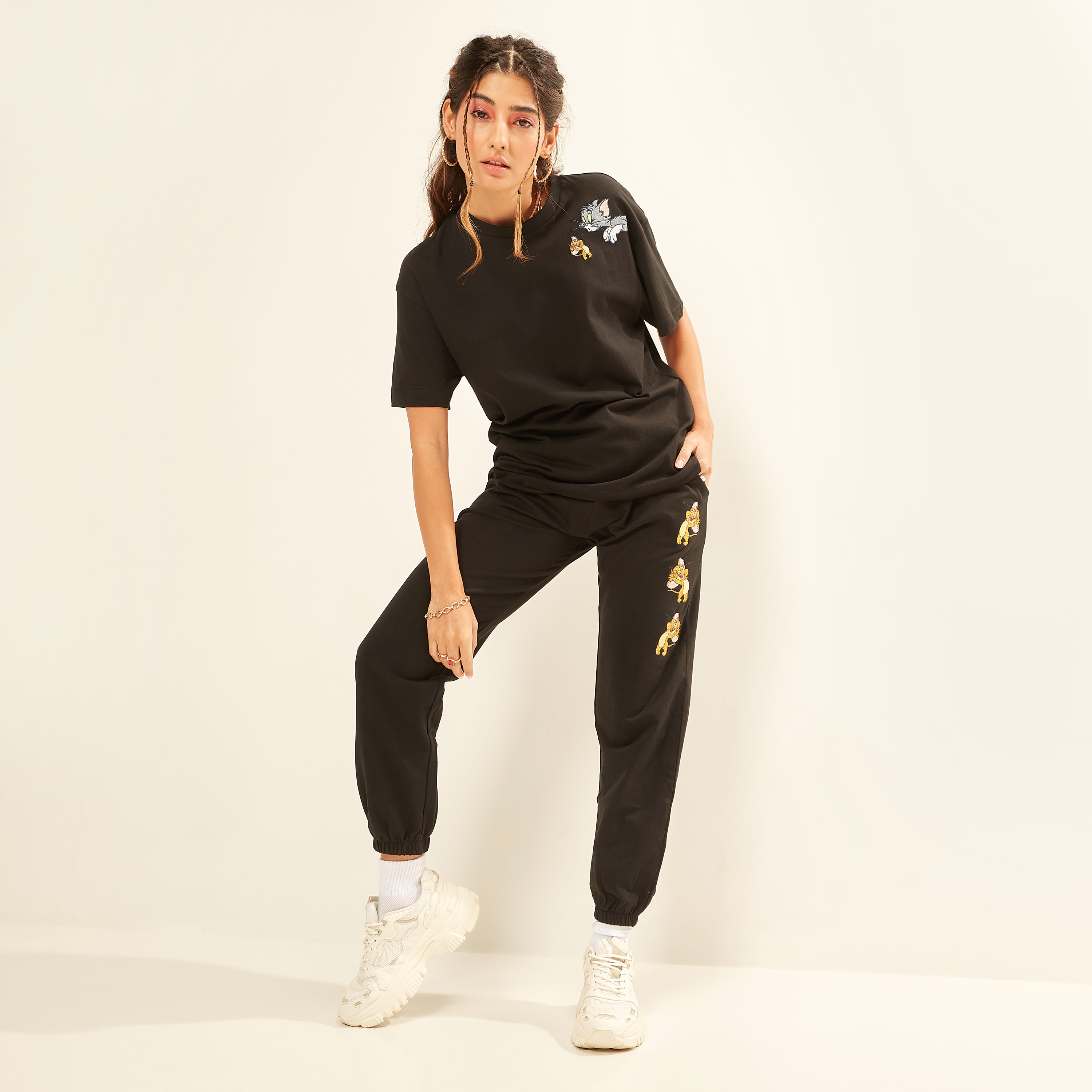 Jerry Embroidered Mid-Rise Joggers with Drawstring Closure-women-clothing-bottoms-joggers-image-3