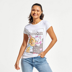The Aristocats Print T-shirt with Short Sleeves and Crew Neck