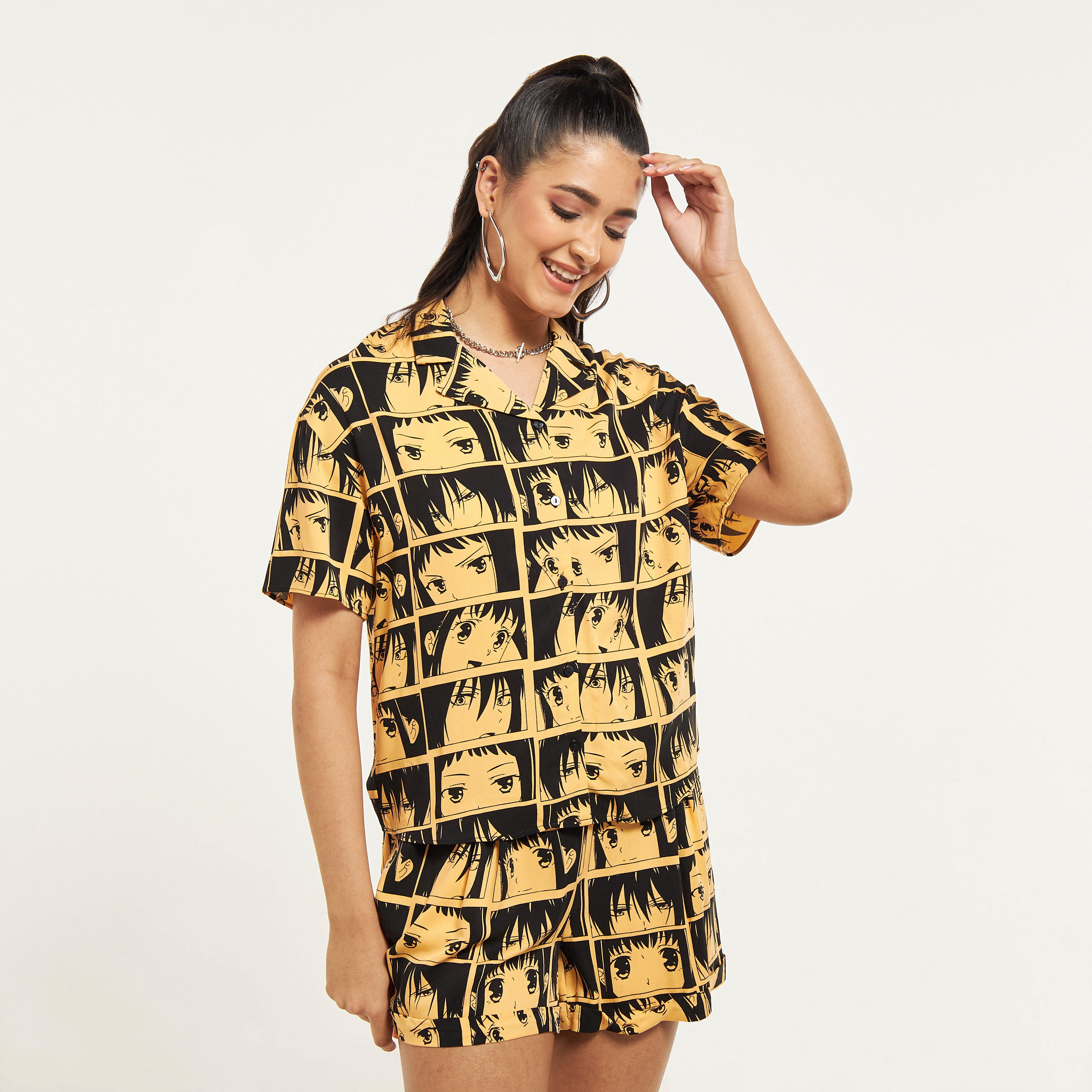 All-Over Fruits Basket Print Shirt with Camp Collar-women-clothing-shirtsandblouses-shirts-image-1
