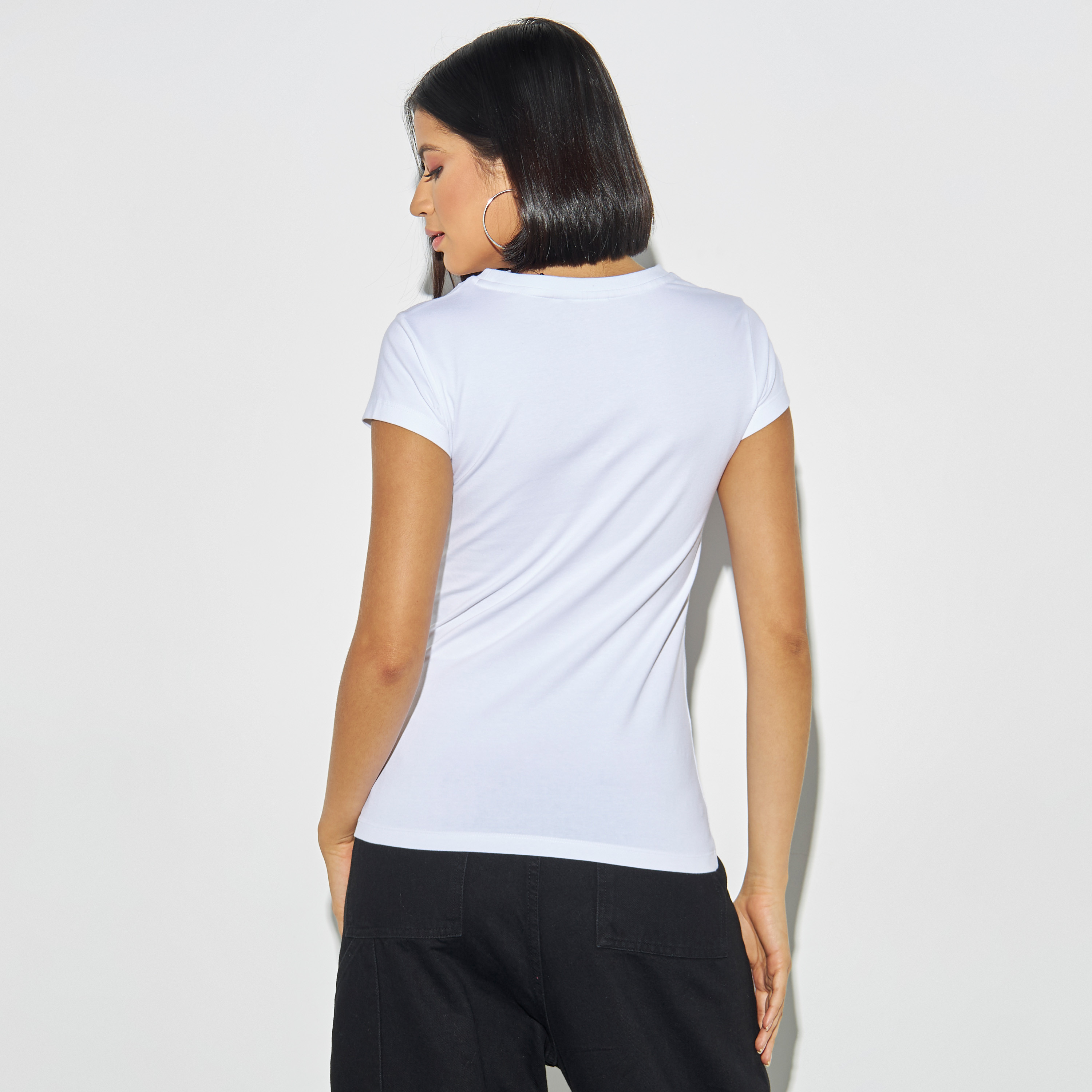 Naruto Hinata Print Crew Neck T-shirt with Short Sleeves-women-clothing-tshirts-image-3