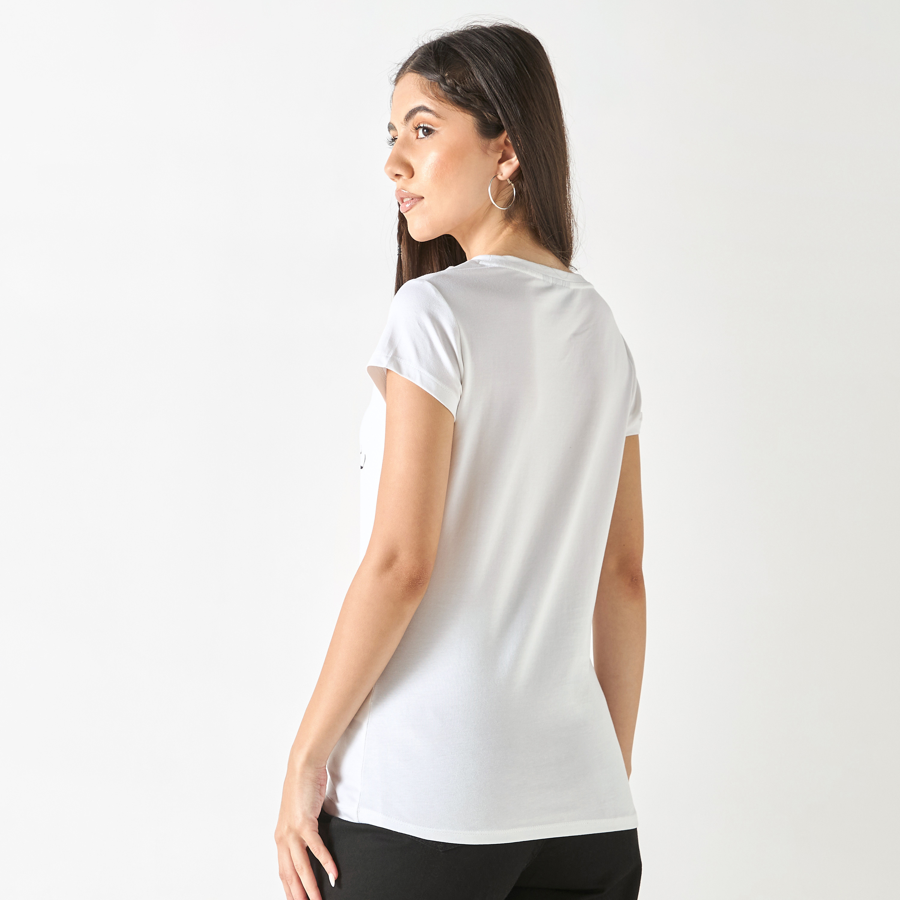 Kagura Soma Print T-shirt with Short Sleeves-women-clothing-tshirts-image-3