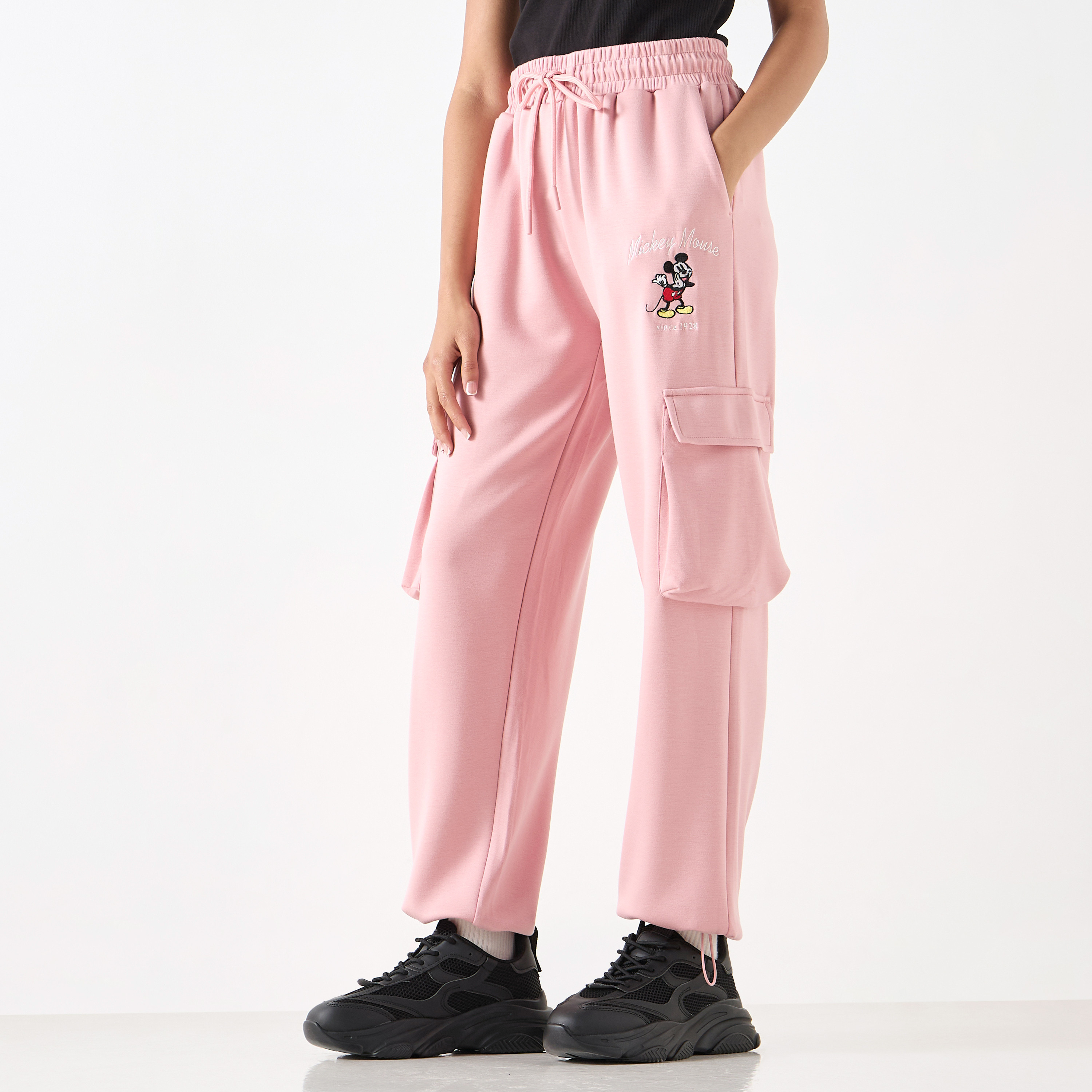 Buy Women s Mickey Mouse Embroidered Joggers with Pockets Online Centrepoint Oman