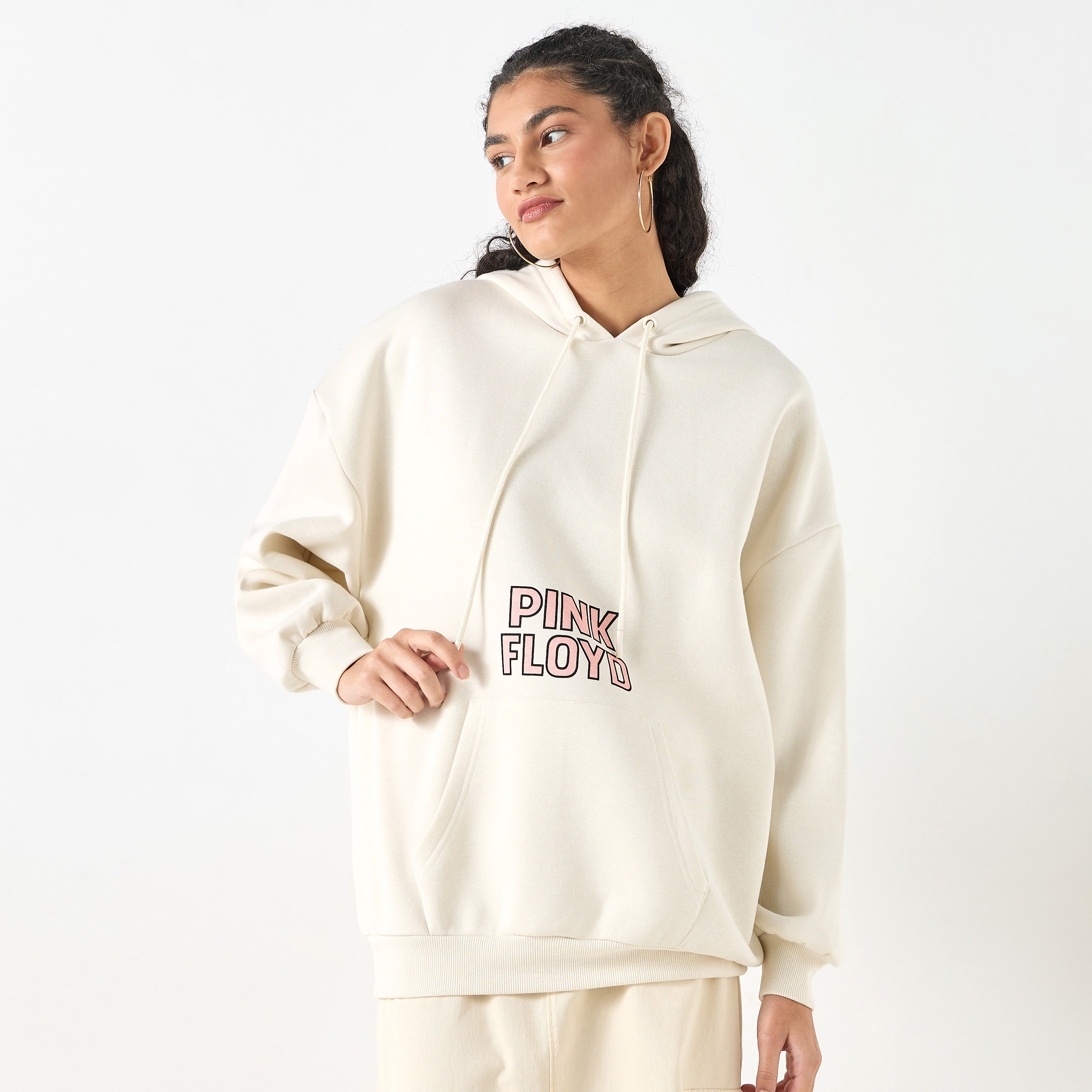 Shop Pink Floyd Print Hoodie with Kangaroo Pocket Online