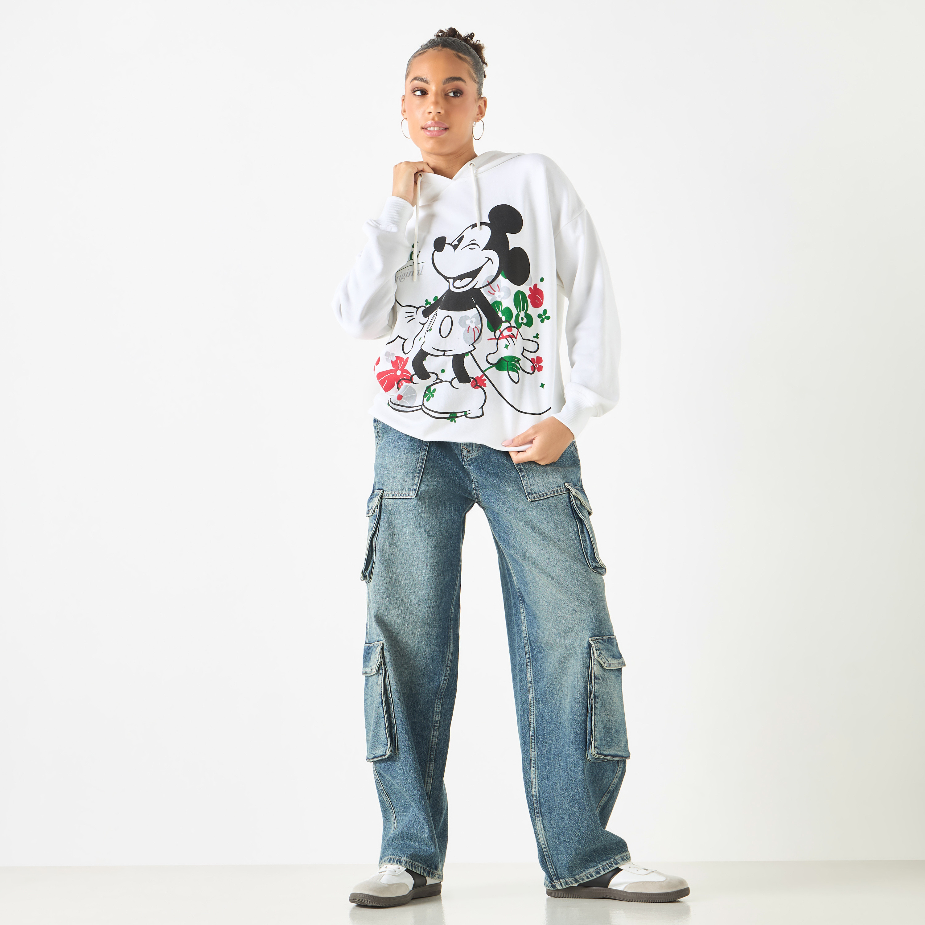 Mickey Mouse Print Hoodie with Long Sleeves-women-clothing-hoodiesandsweatshirts-sweatshirts-image-2