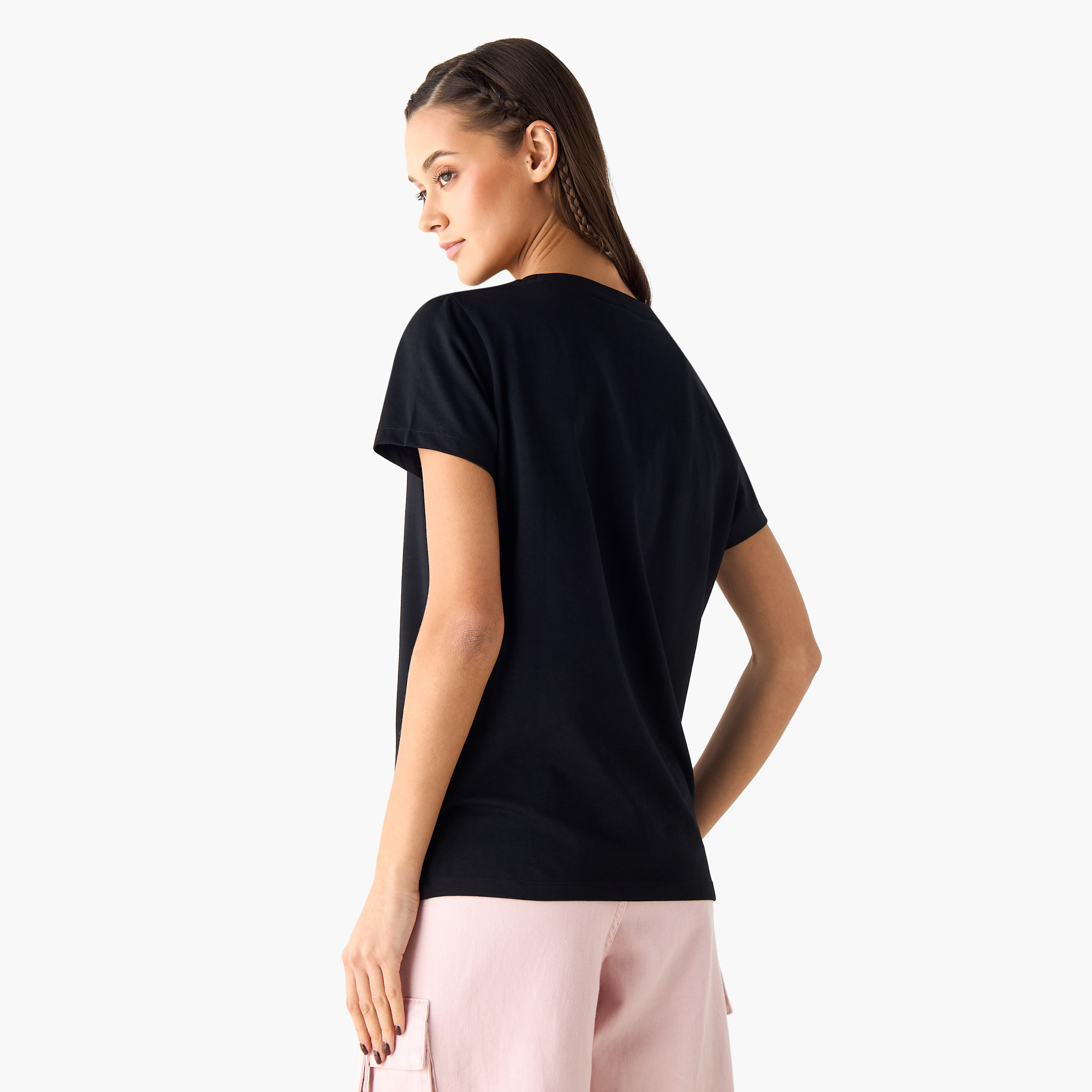 Daisy Duck Print T-shirt with Crew Neck and Short Sleeves-women-clothing-tshirts-image-3