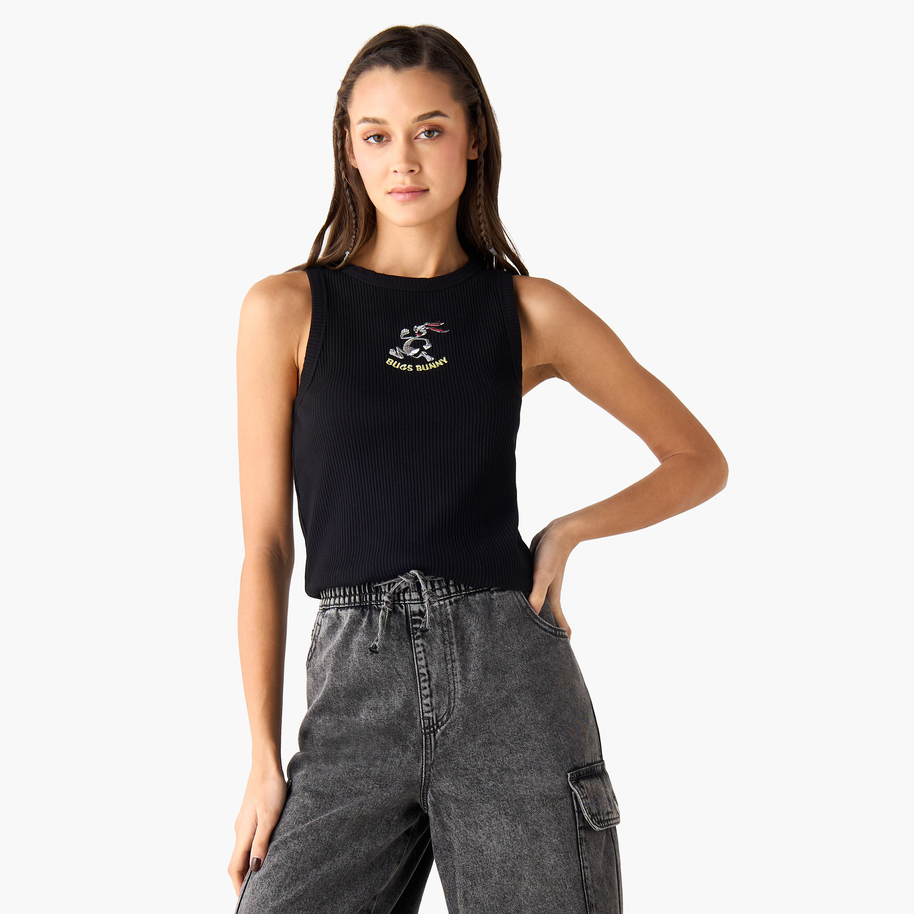 Bugs Bunny Embroidered Tank Top-women-clothing-tshirts-image-1