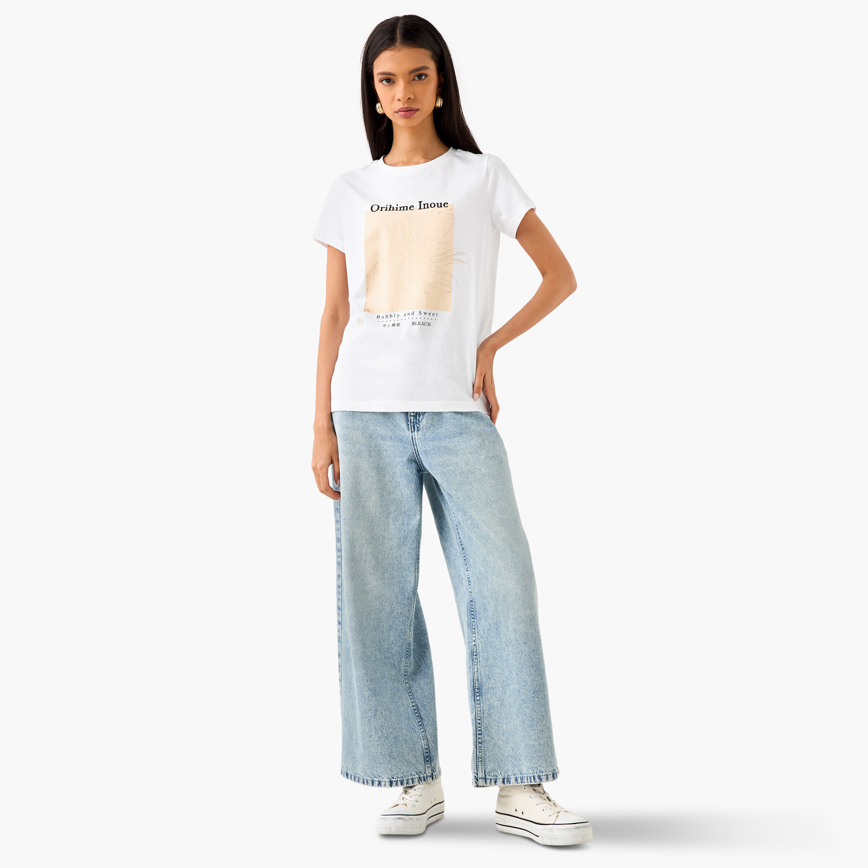 Shop Orihime Inoue Print T-shirt with Crew Neck Online