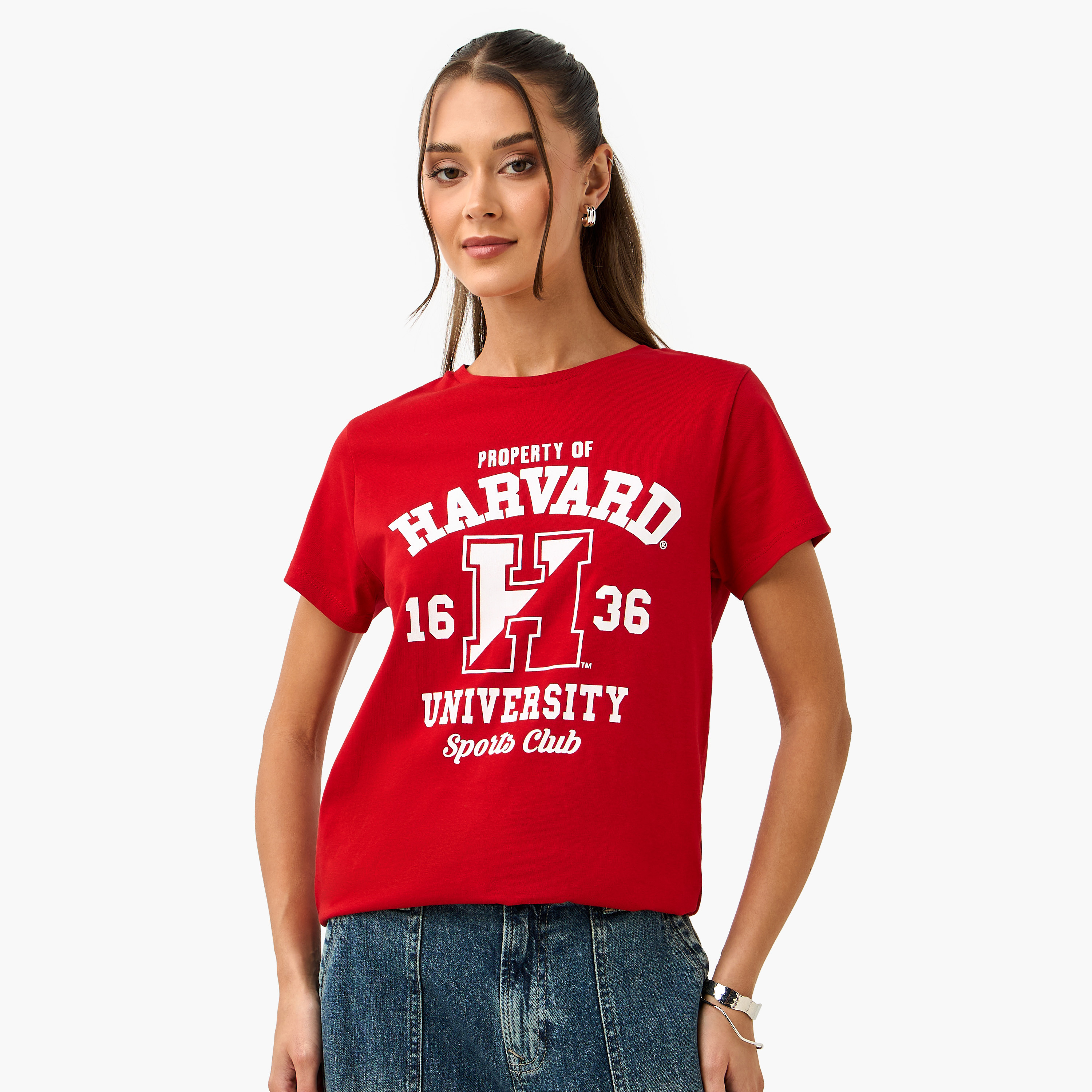 Harvard University Varsity Print T-shirt-women-clothing-tshirts-image-1