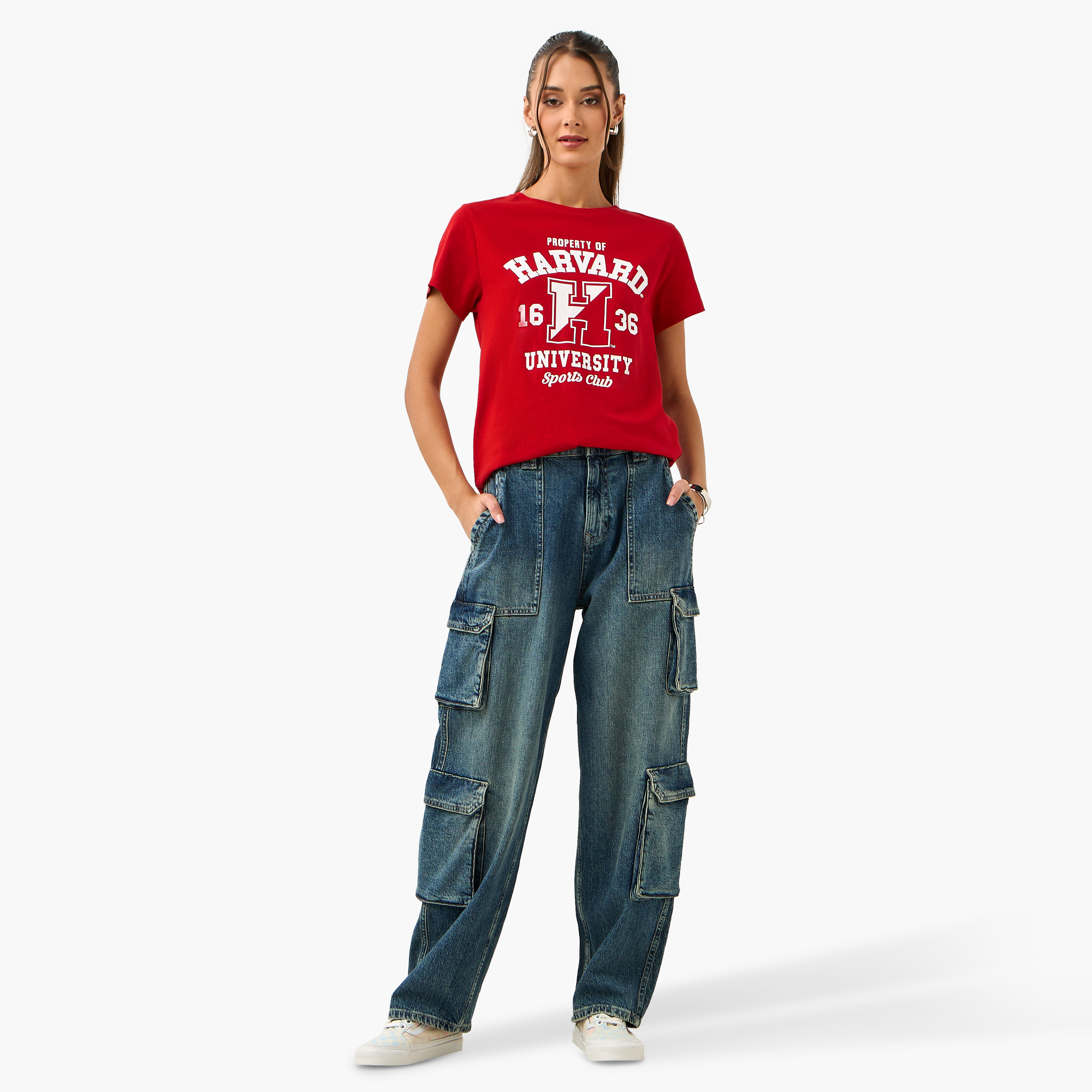 Harvard University Varsity Print T-shirt-women-clothing-tshirts-image-2