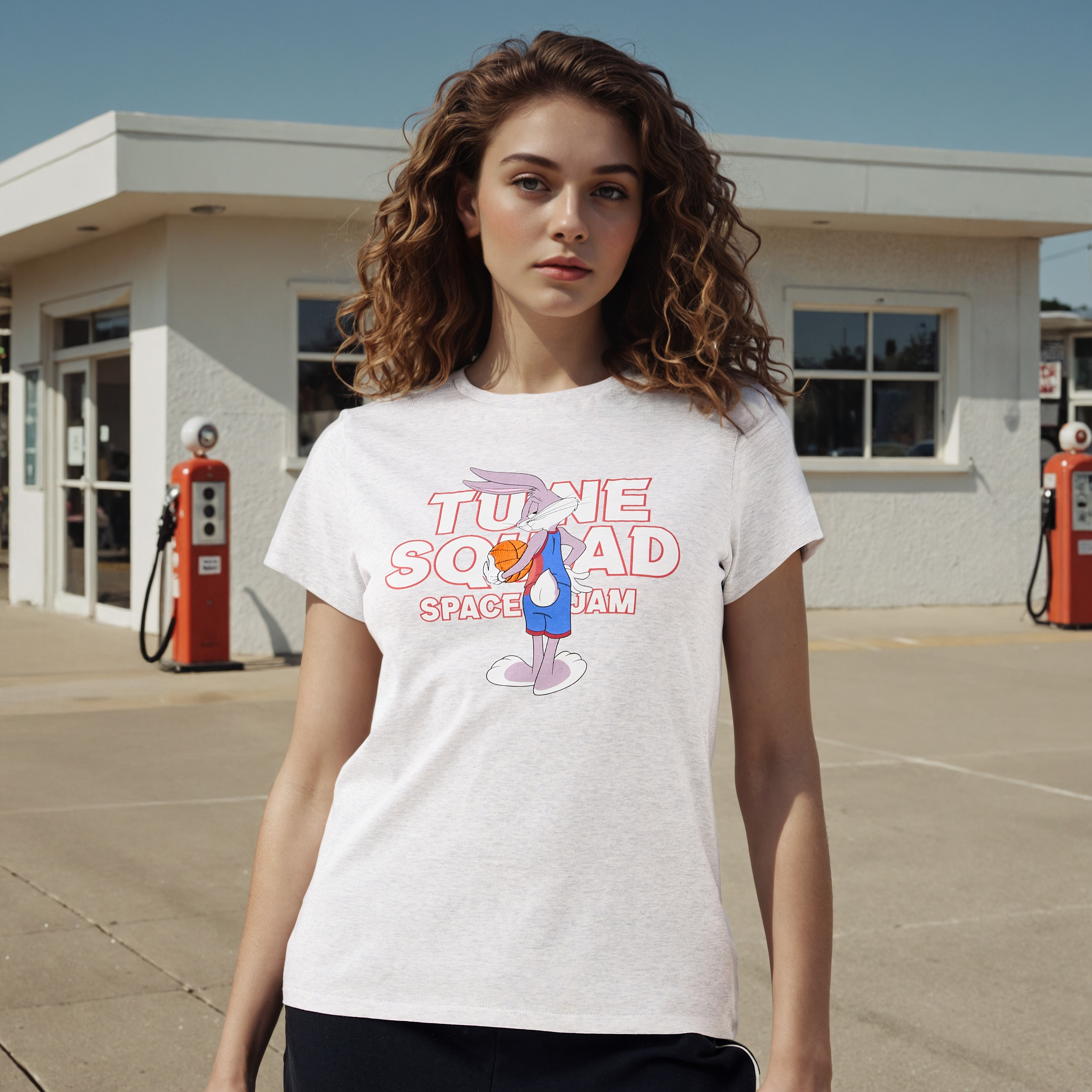 Looney Tunes Print Crew Neck T-shirt-women-clothing-tshirts-image-1