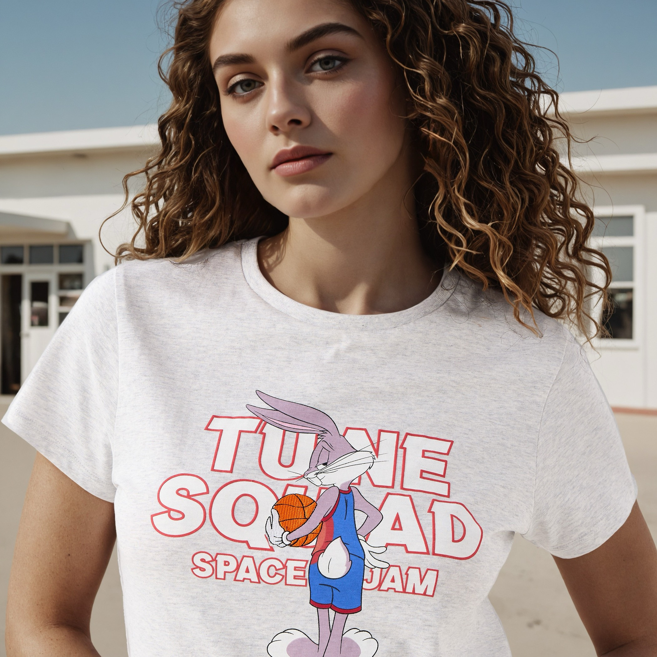 Looney Tunes Print Crew Neck T-shirt-women-clothing-tshirts-image-4