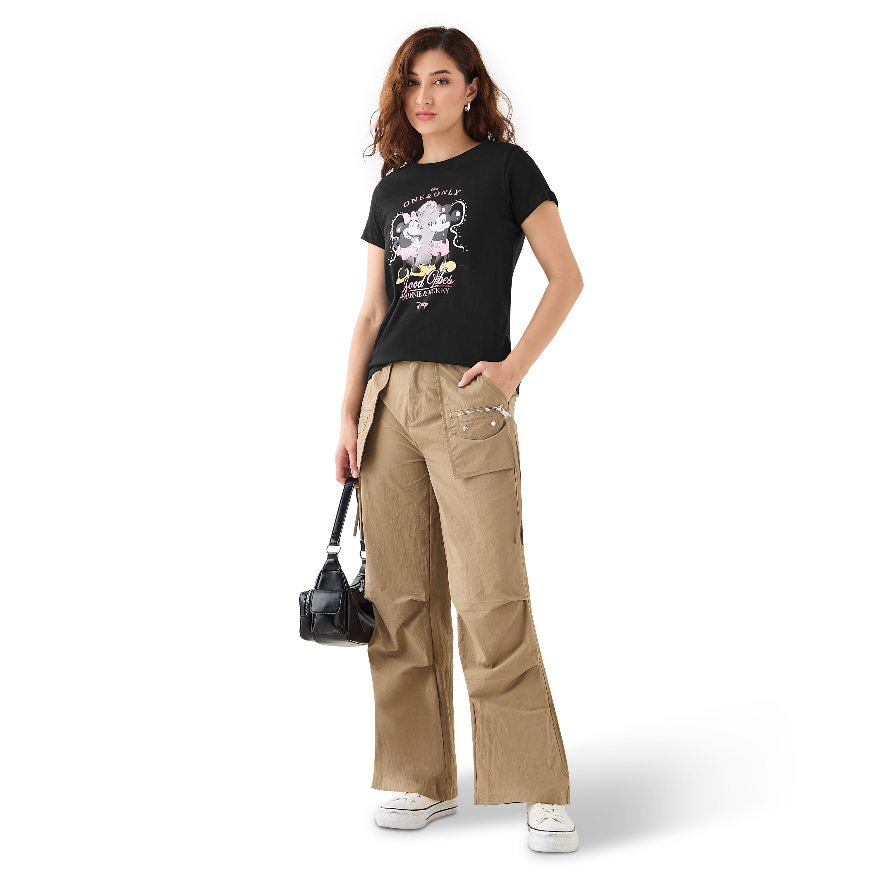 Mickey and Minnie Mouse Print T-shirt-women-clothing-tshirts-image-2