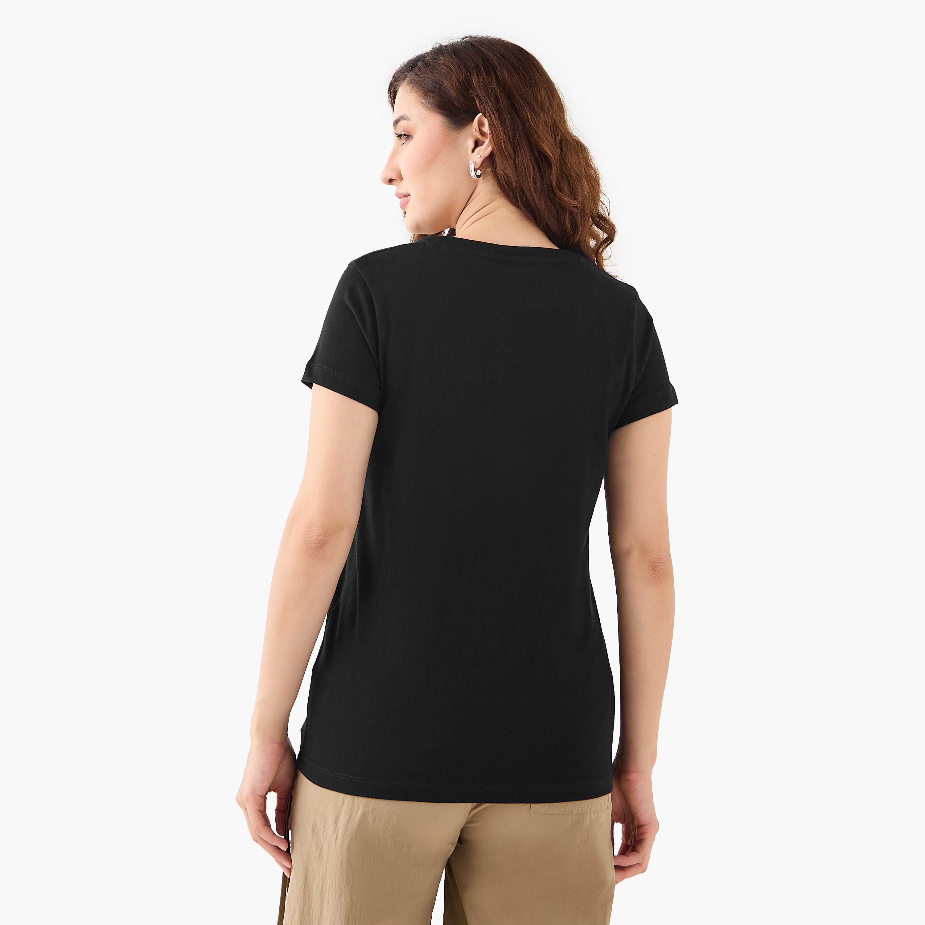Mickey and Minnie Mouse Print T-shirt-women-clothing-tshirts-image-3