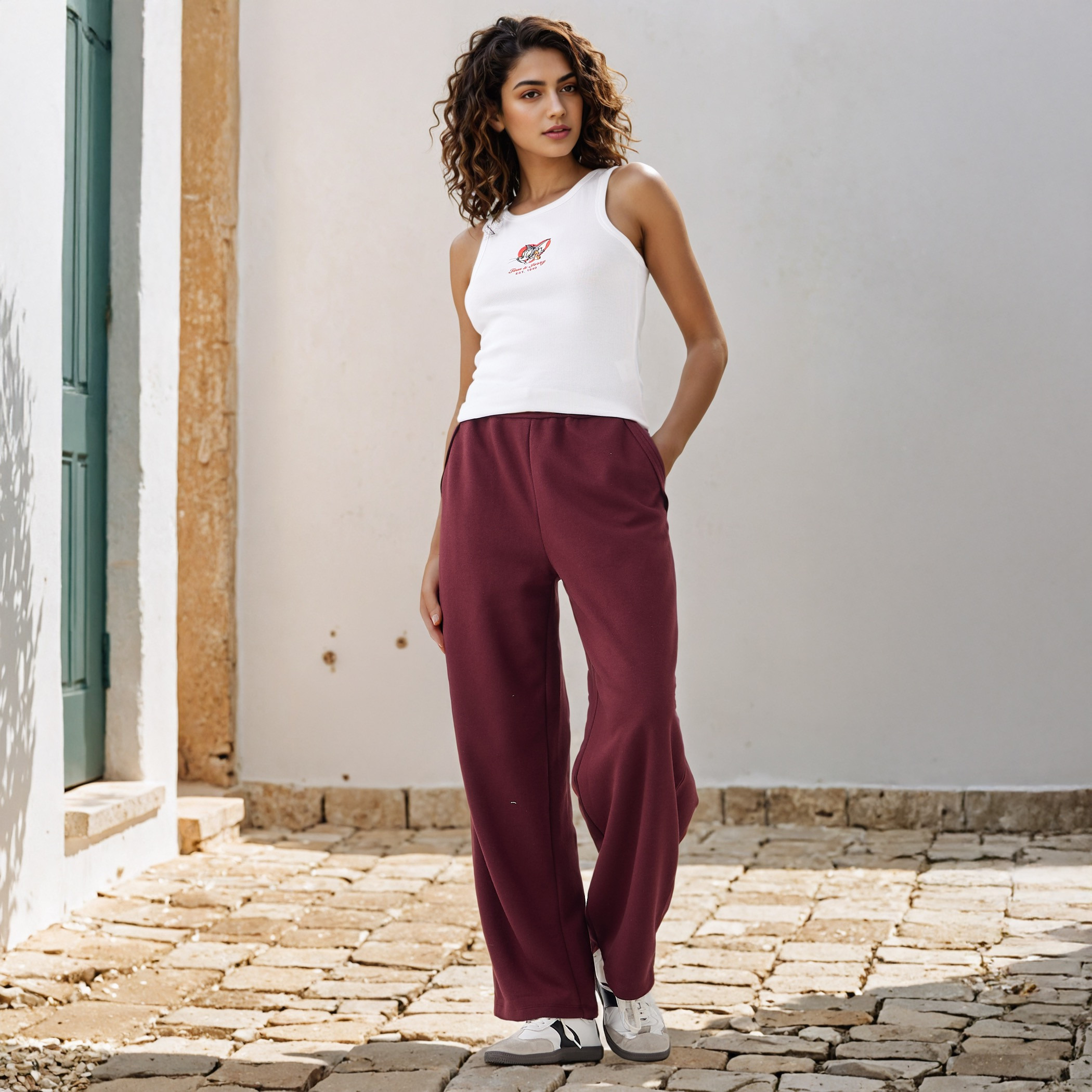 Tom and Jerry Embroidered Ribbed Tank Top-women-clothing-tshirts-image-2