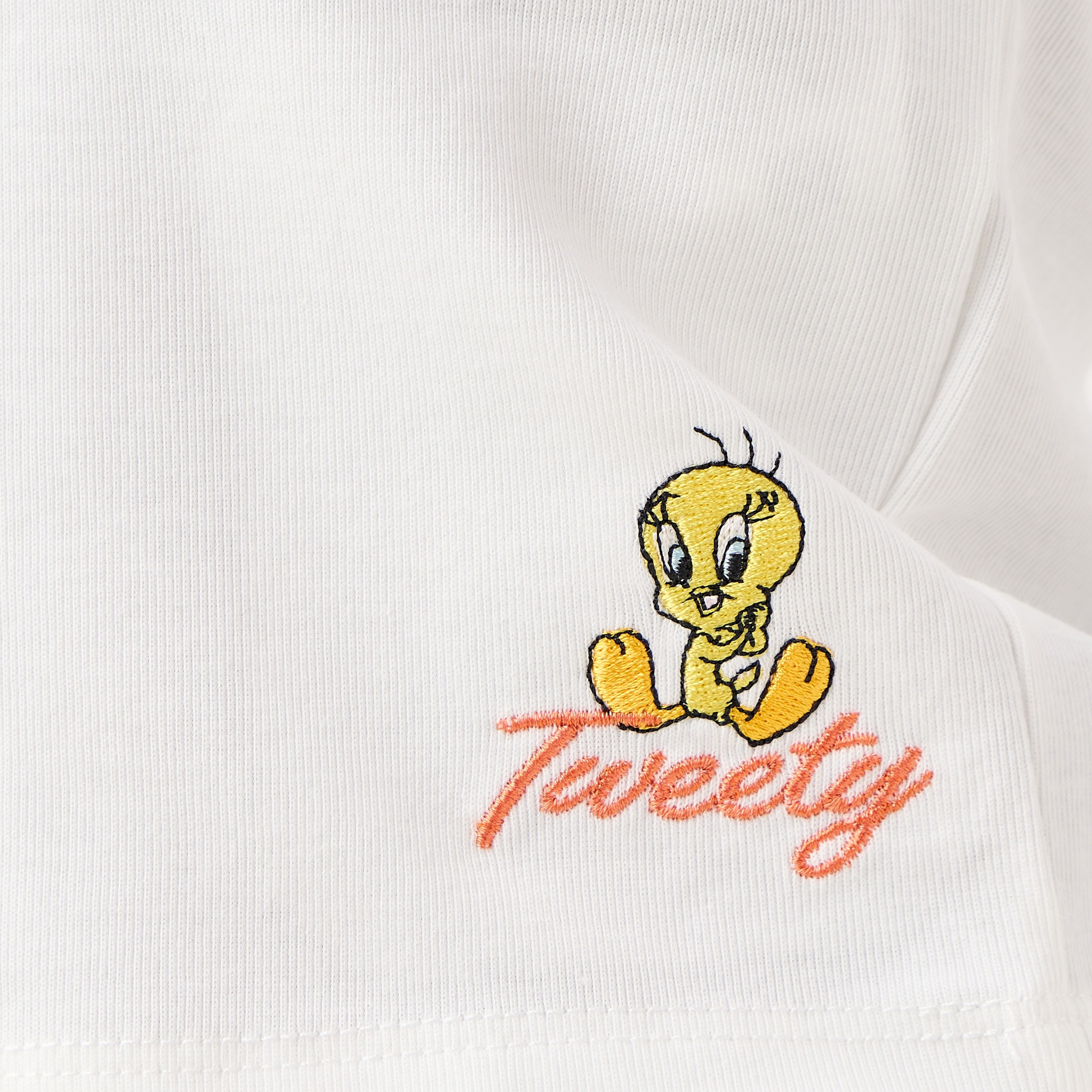 Tweety Embroidered Crop T-shirt-women-clothing-tshirts-image-5