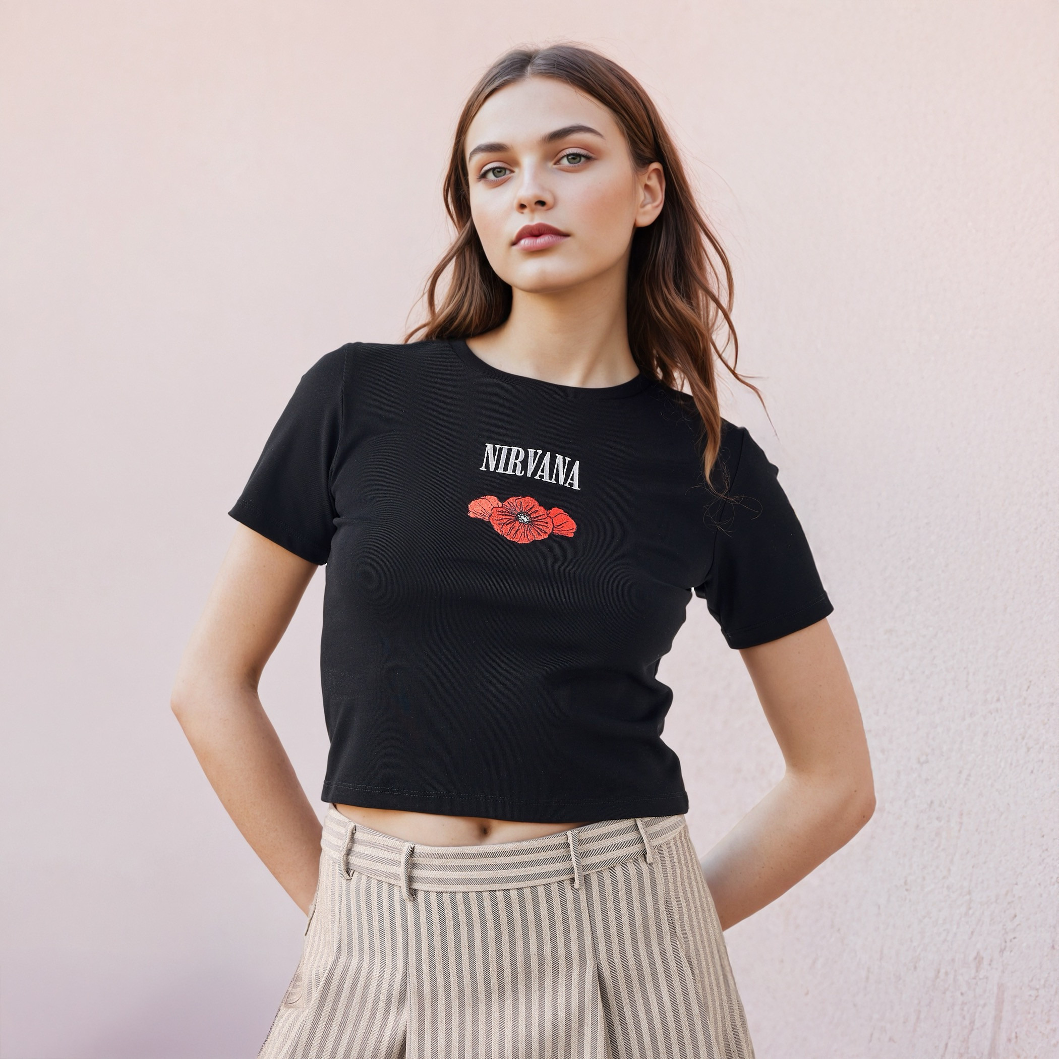 Nirvana Embroidered Crop T-shirt-women-clothing-tshirts-image-1