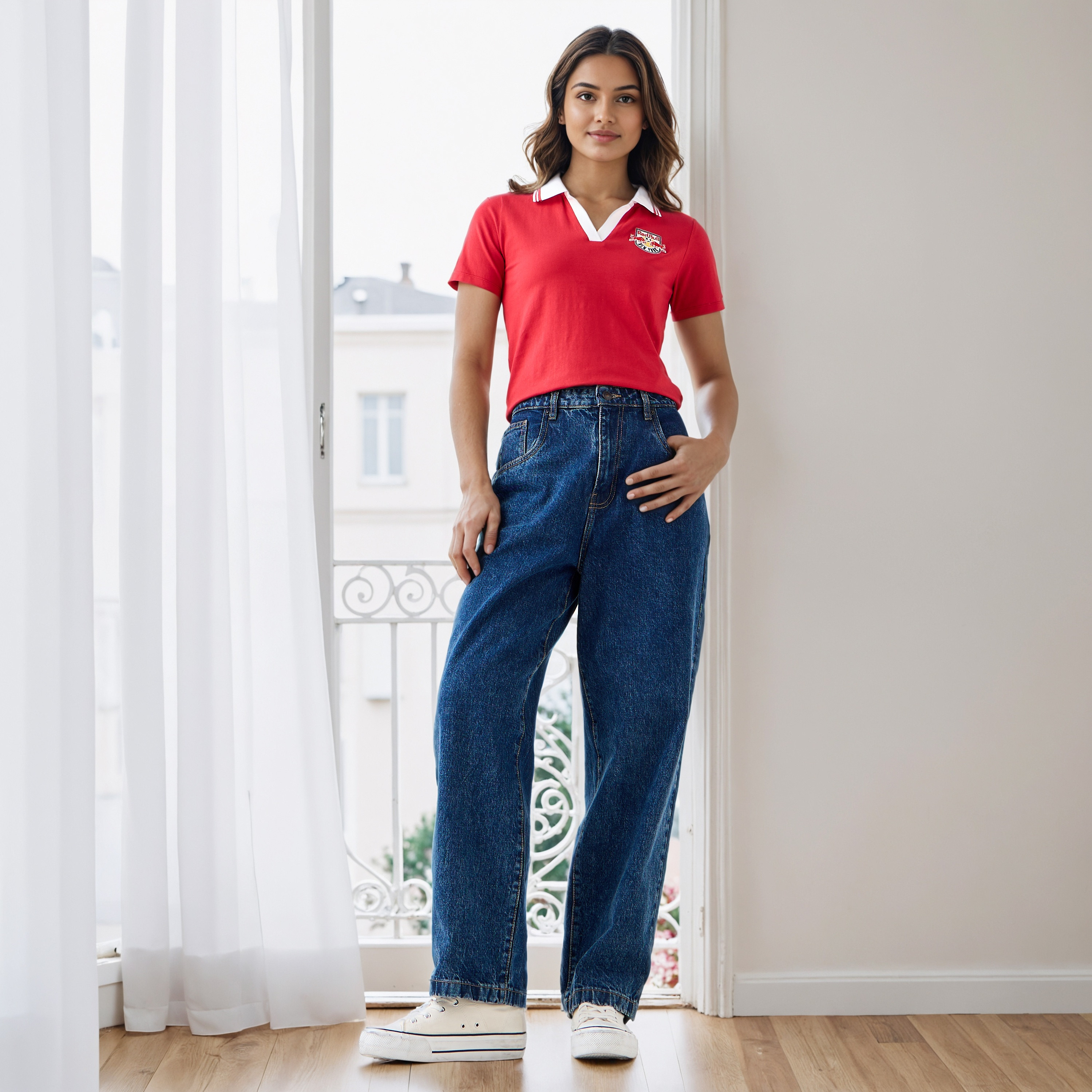 The New York Red Bulls Logo Embroidered Polo T-shirt-women-clothing-tshirts-image-2
