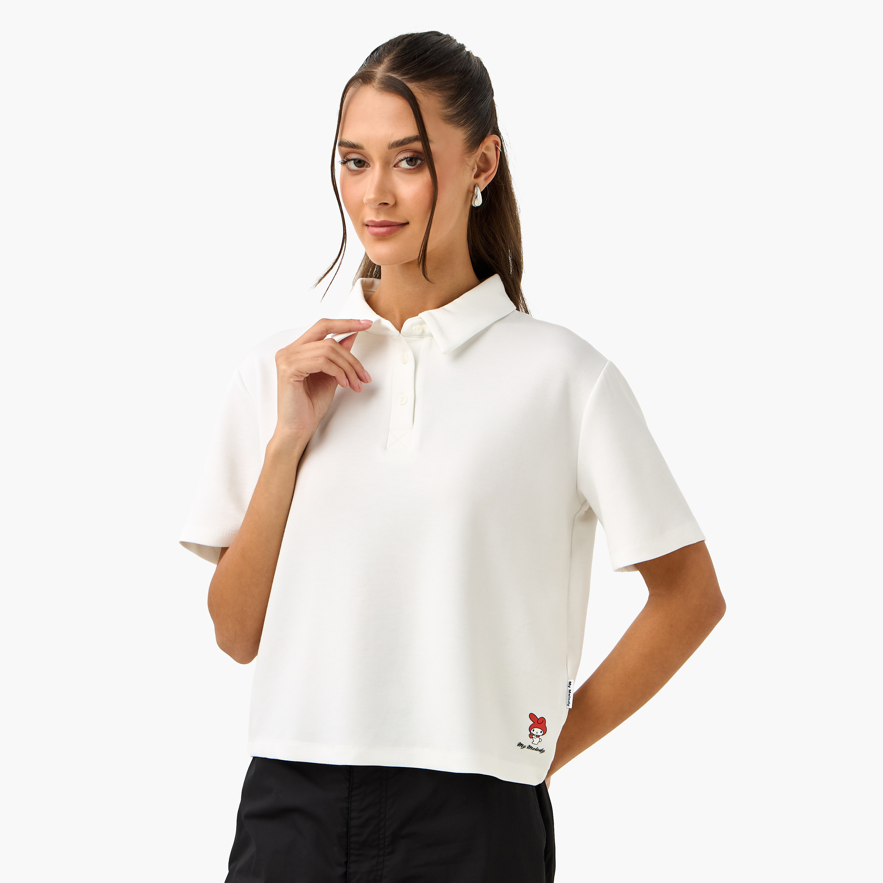 My Melody Print Polo T-shirt-women-clothing-tshirts-image-1