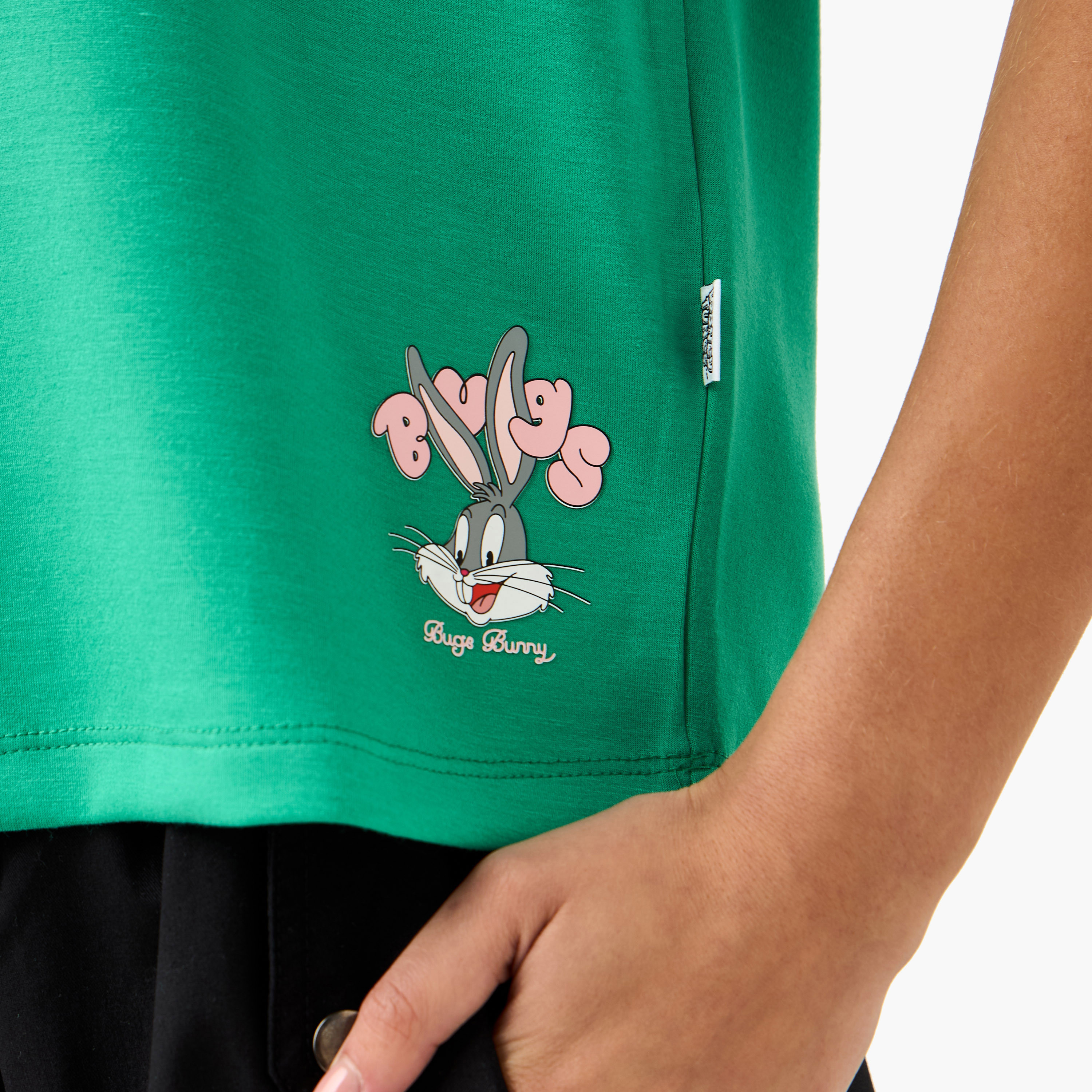 Bugs Bunny Print Polo T-shirt-women-clothing-tshirts-image-5
