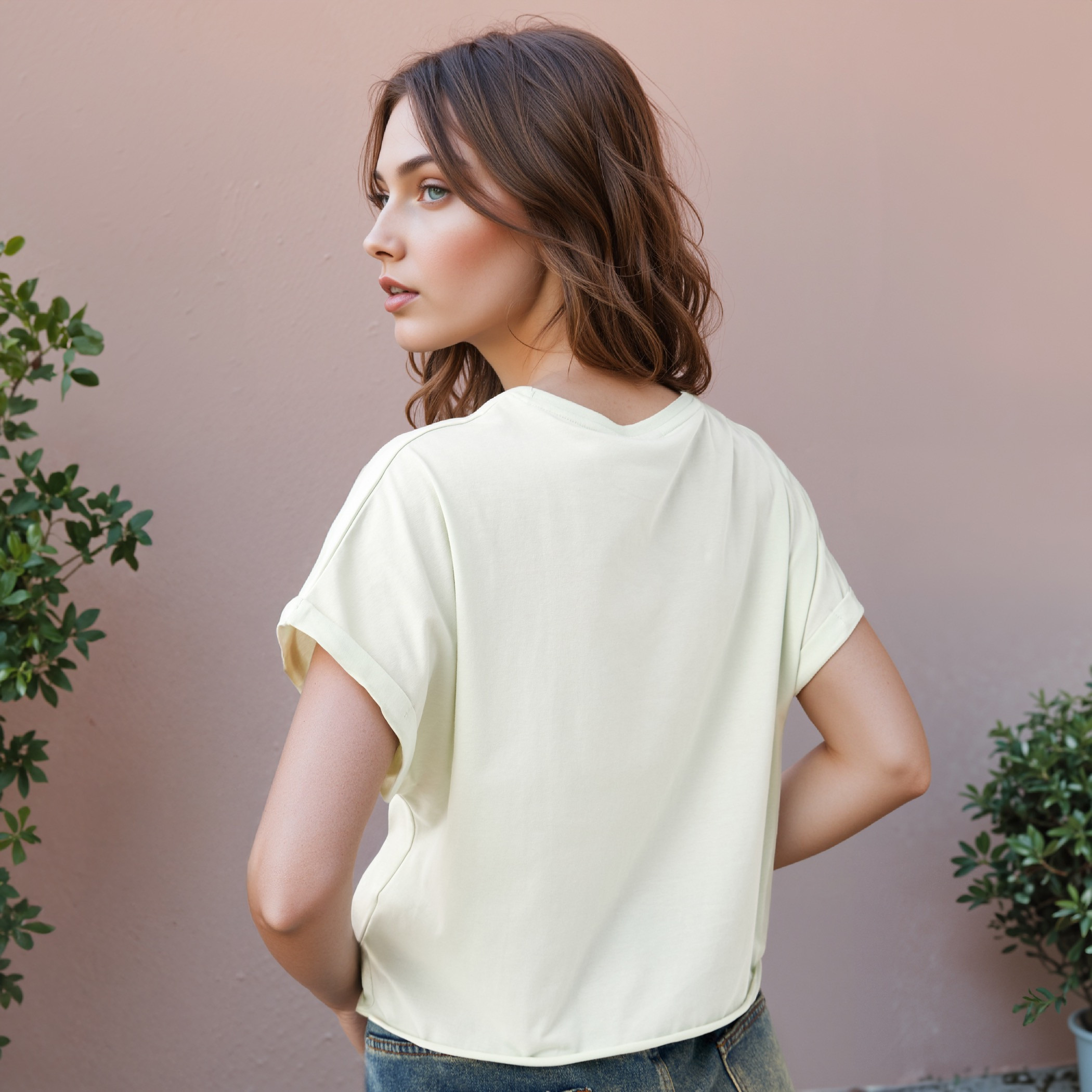 تيشيرت قصير بياقة ضيقة وطبعات ميكي ماوس-women-clothing-tshirts-image-3