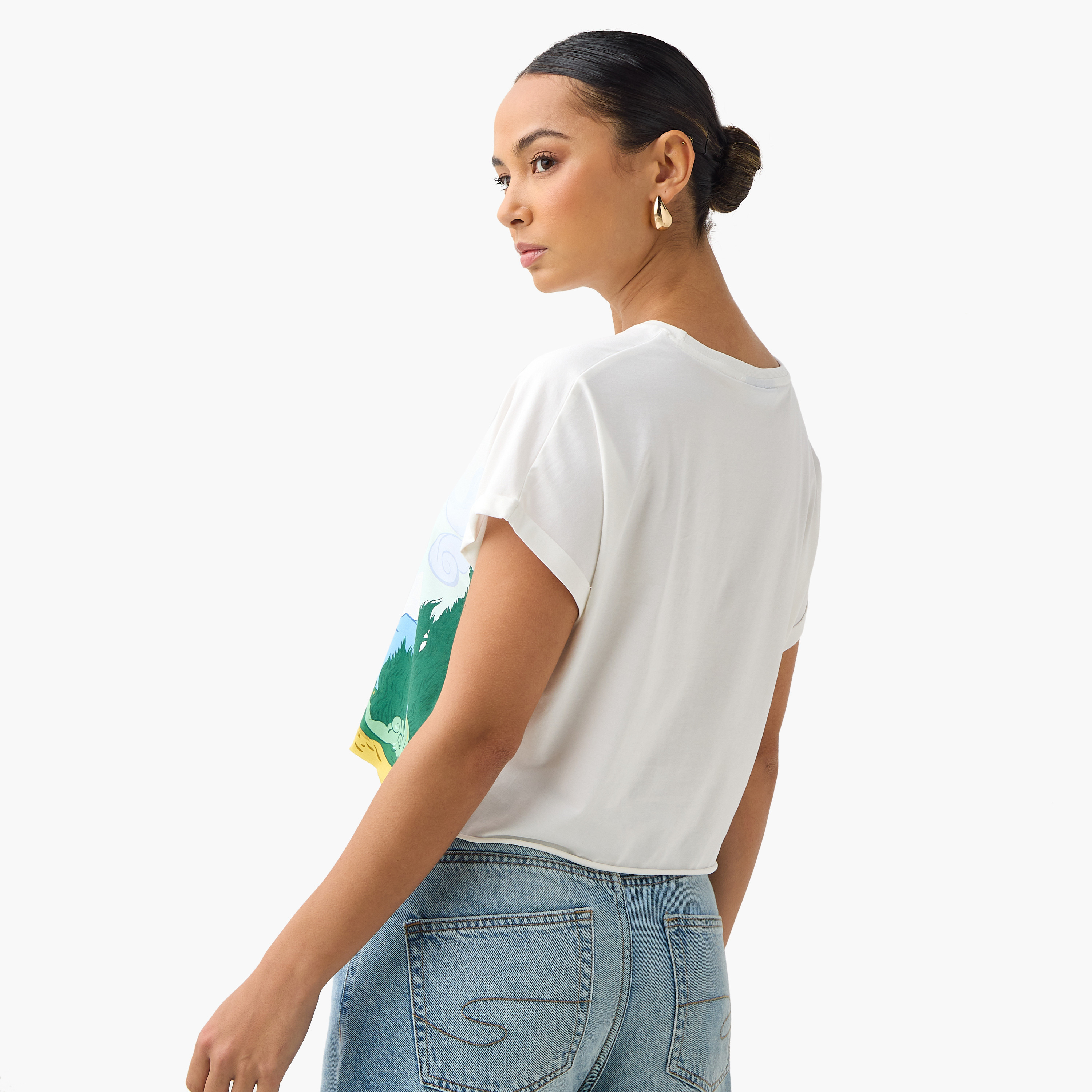 Vincent Van Gogh Cropped T-shirt with Extended Sleeves-women-clothing-tshirts-image-3