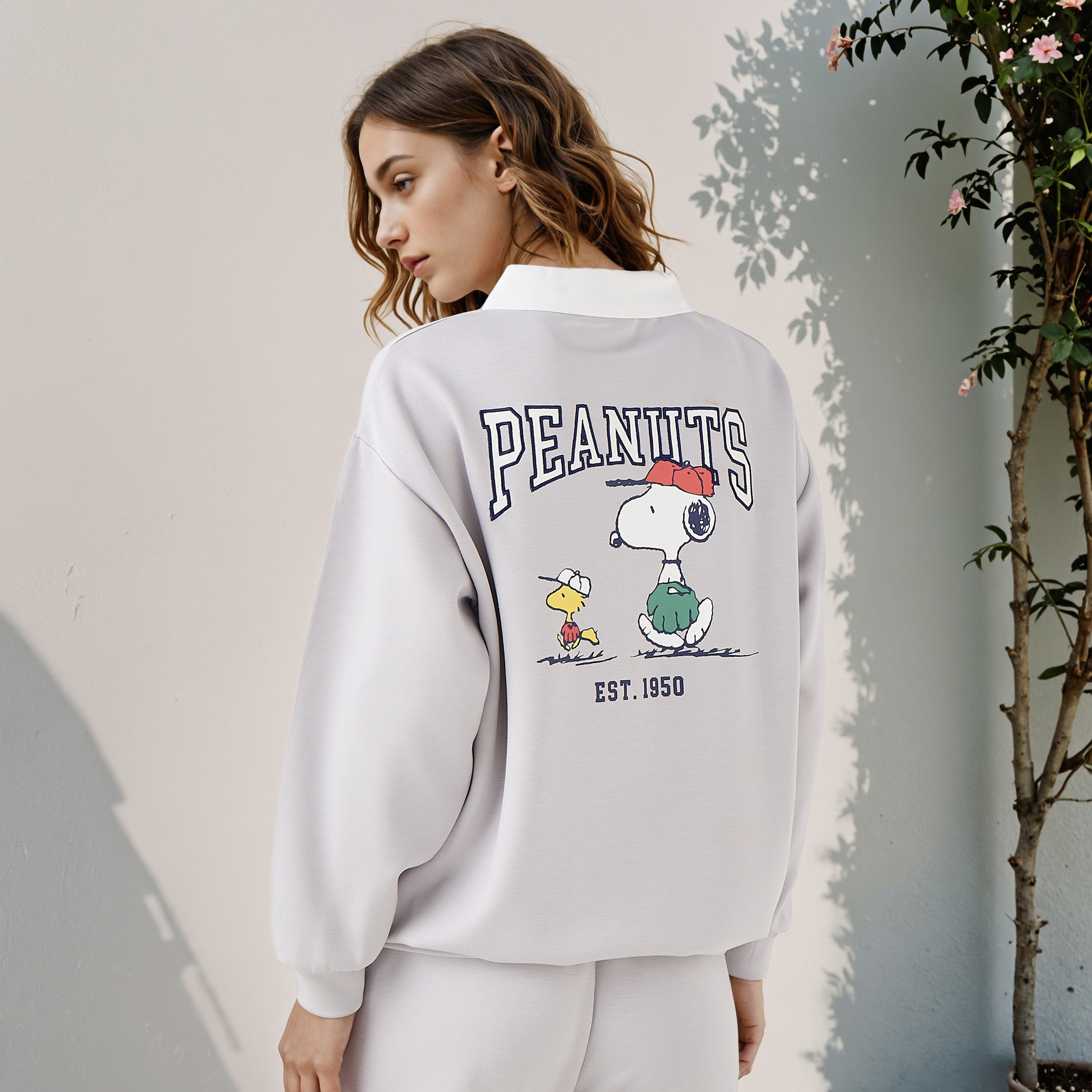 Peanuts Embroidered Collared Sweatshirt-women-clothing-hoodiesandsweatshirts-sweatshirts-image-3
