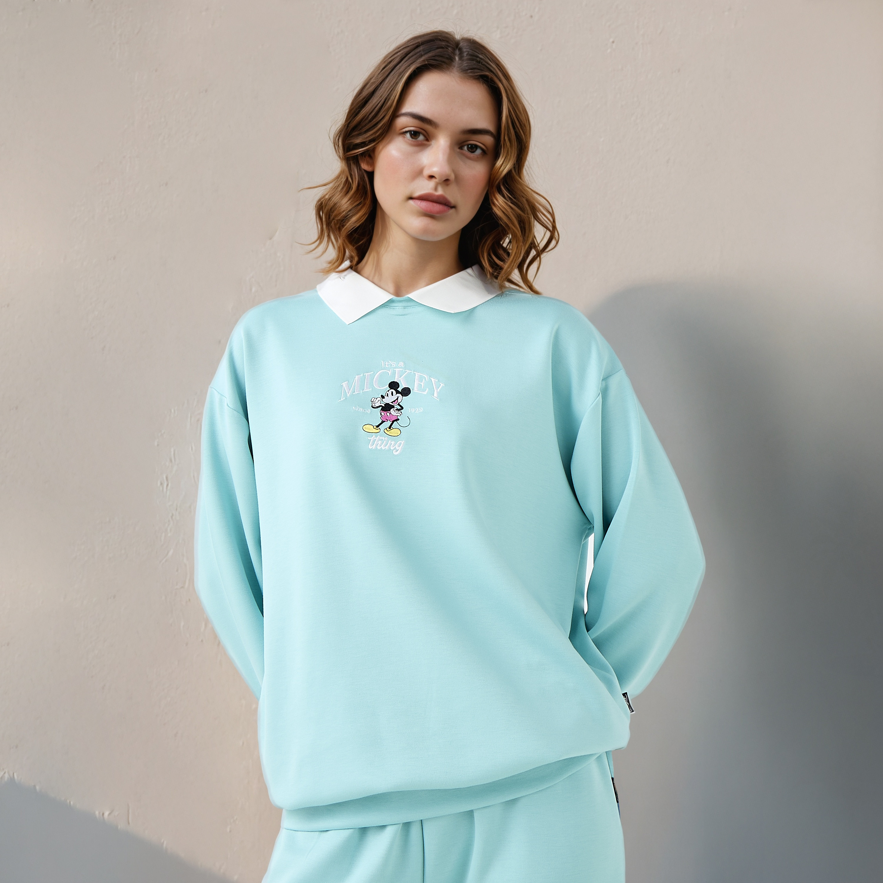 Mickey Mouse Embroidered Collared Sweatshirt-women-winterwear-hoodiesandsweatshirts-sweatshirts-image-1