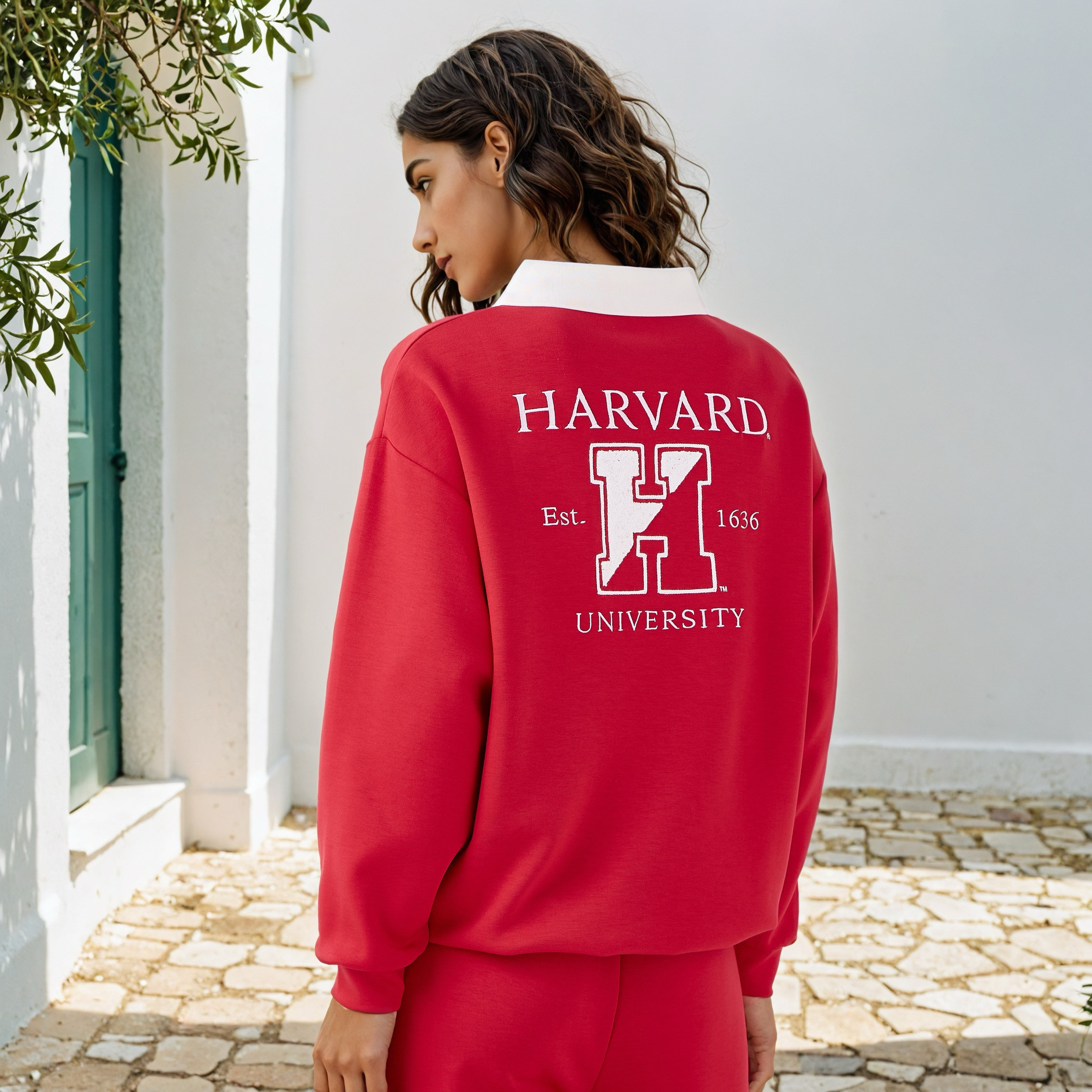 Harvard Print Sweatshirt with Contrast Collar-women-winterwear-hoodiesandsweatshirts-sweatshirts-image-3