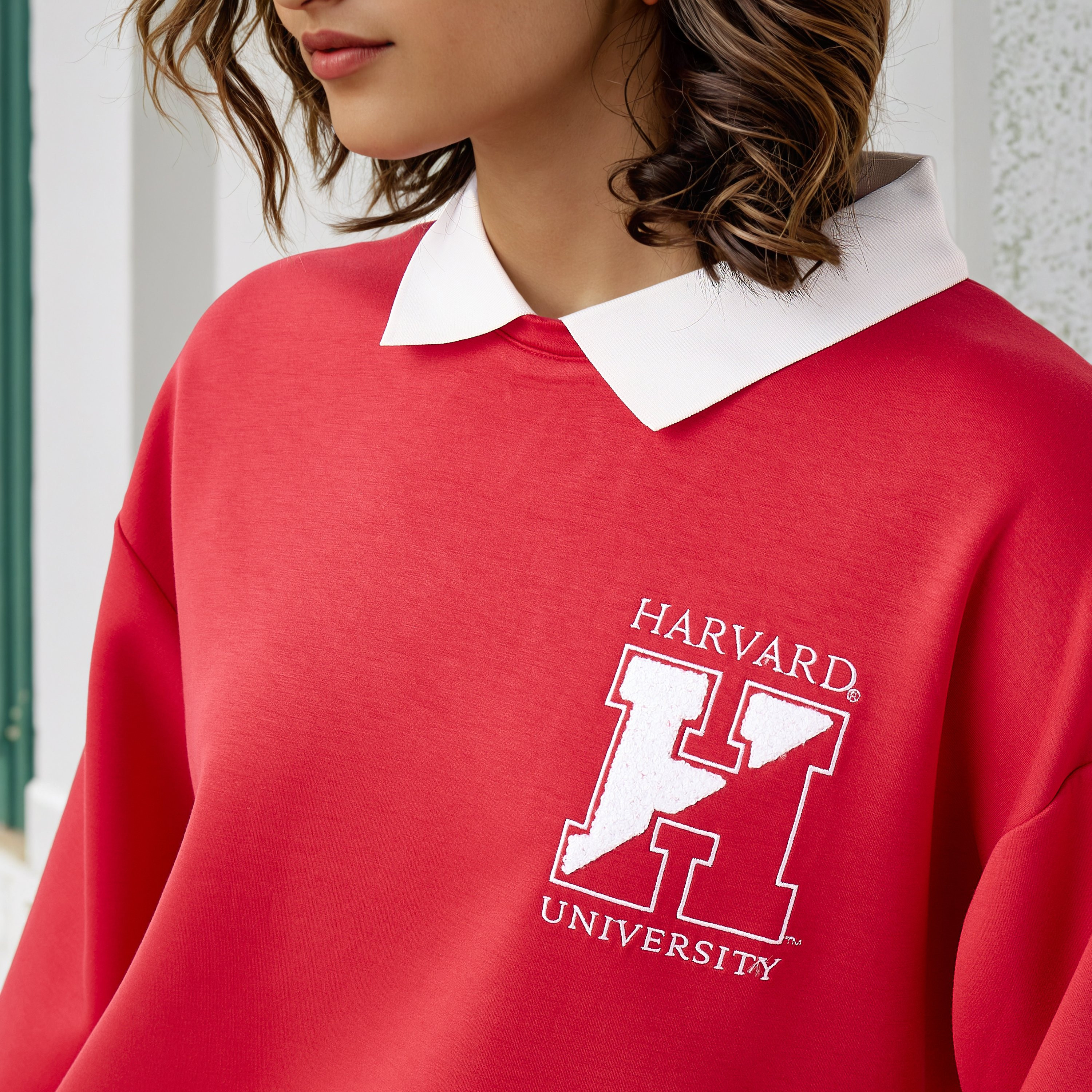 Harvard Print Sweatshirt with Contrast Collar-women-winterwear-hoodiesandsweatshirts-sweatshirts-image-4