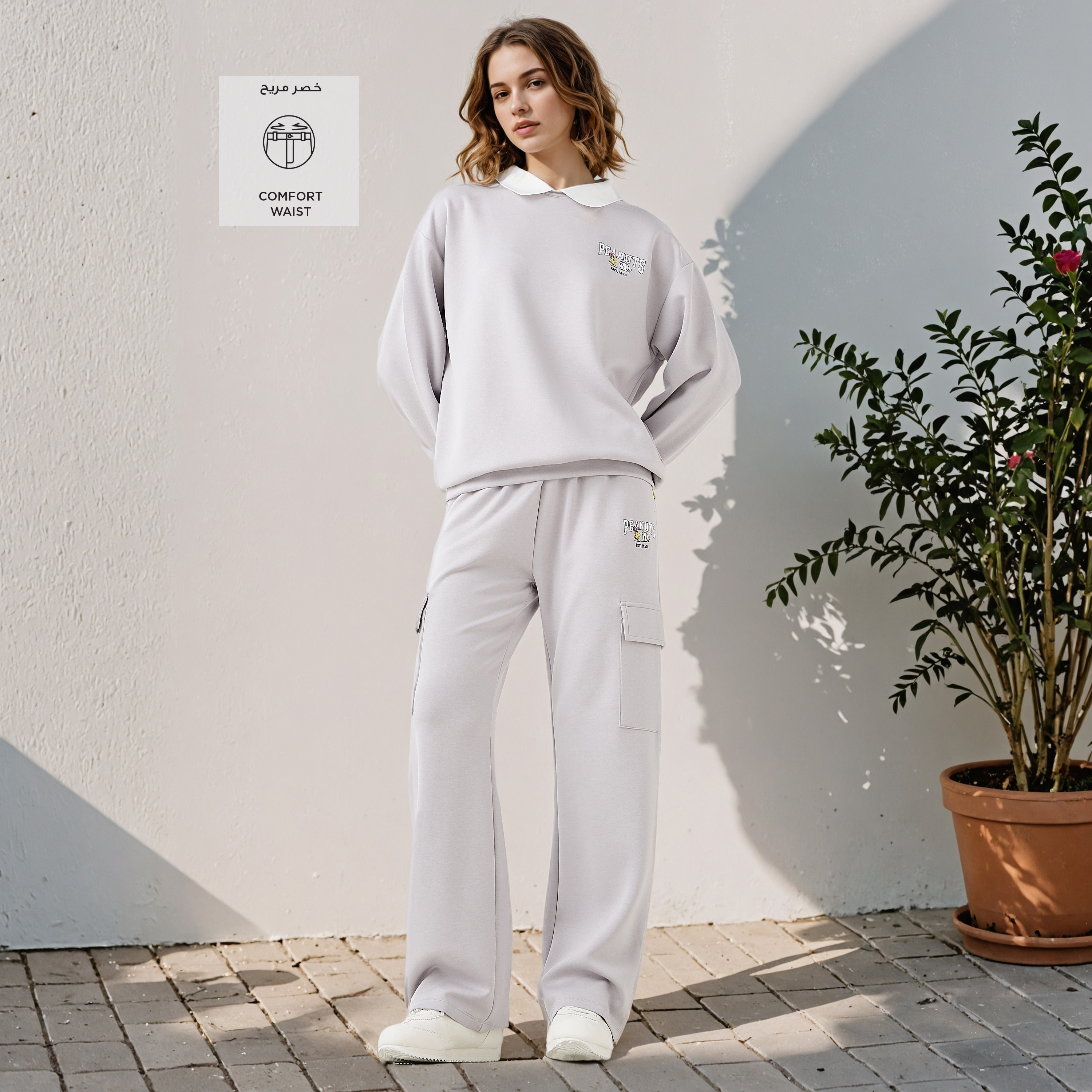 بنطلون رياضي كارجو بطبعات بيناتس-women-clothing-bottoms-joggers-image-2