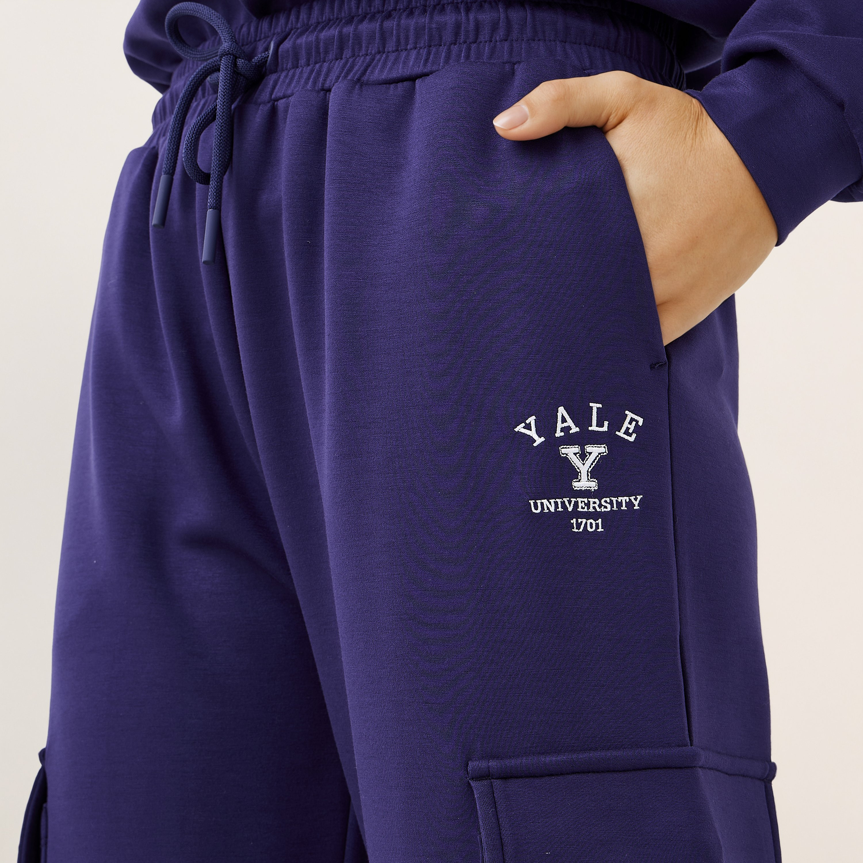 Yale University Print Cargo Joggers with Drawstring Closure-women-clothing-bottoms-joggers-image-4