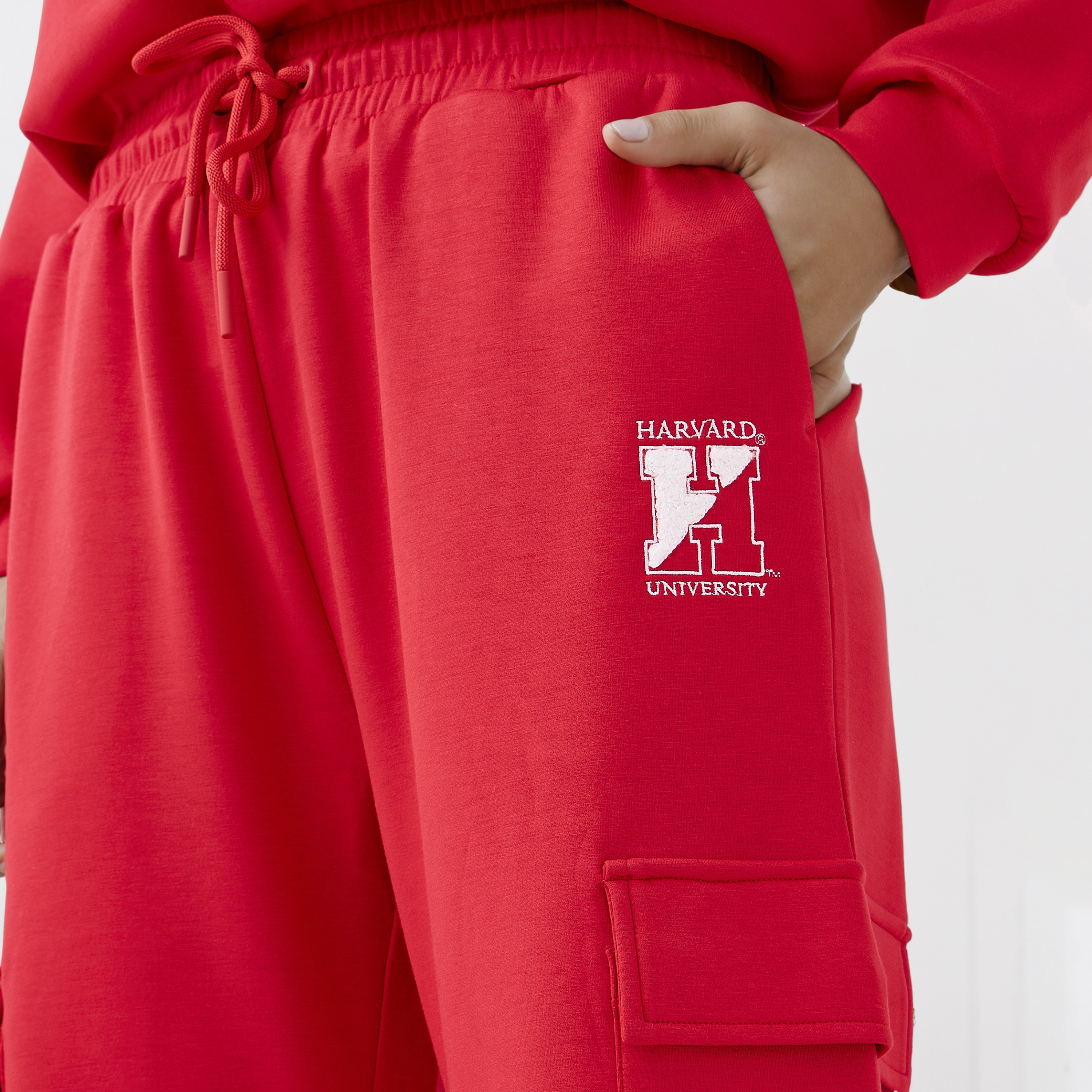 Harvard University Print Flexi Waist Cargo Joggers -women-clothing-bottoms-joggers-image-4