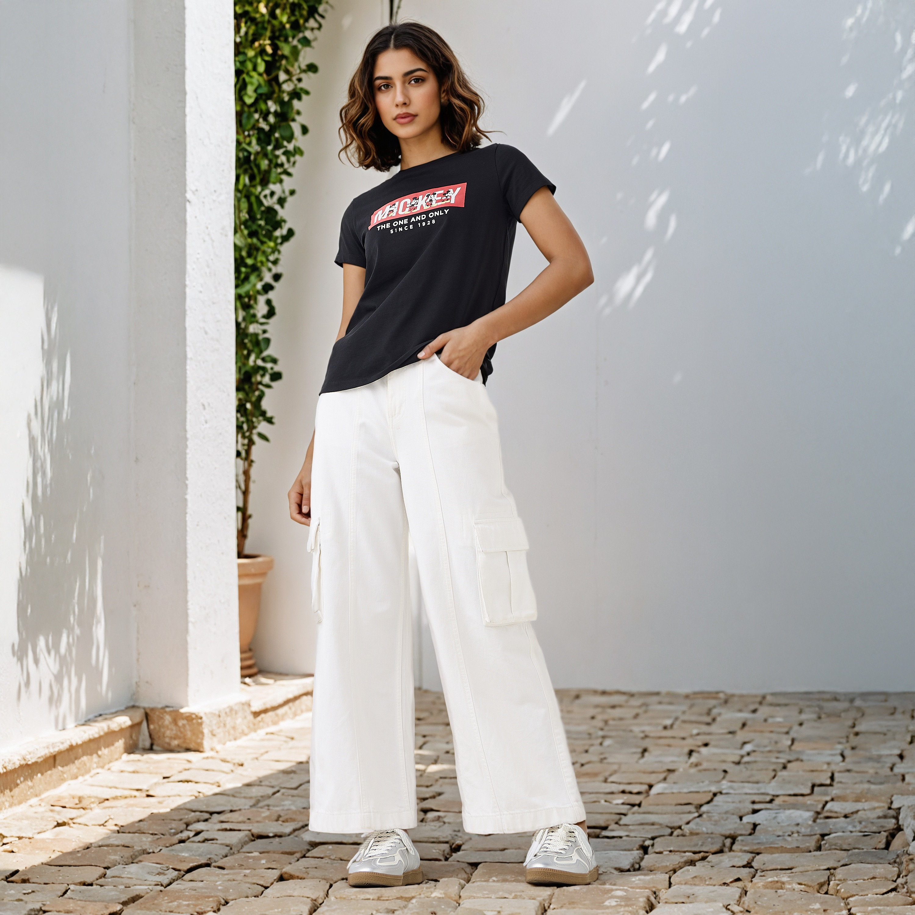Mickey Mouse Print T-shirt-women-clothing-tshirts-image-2