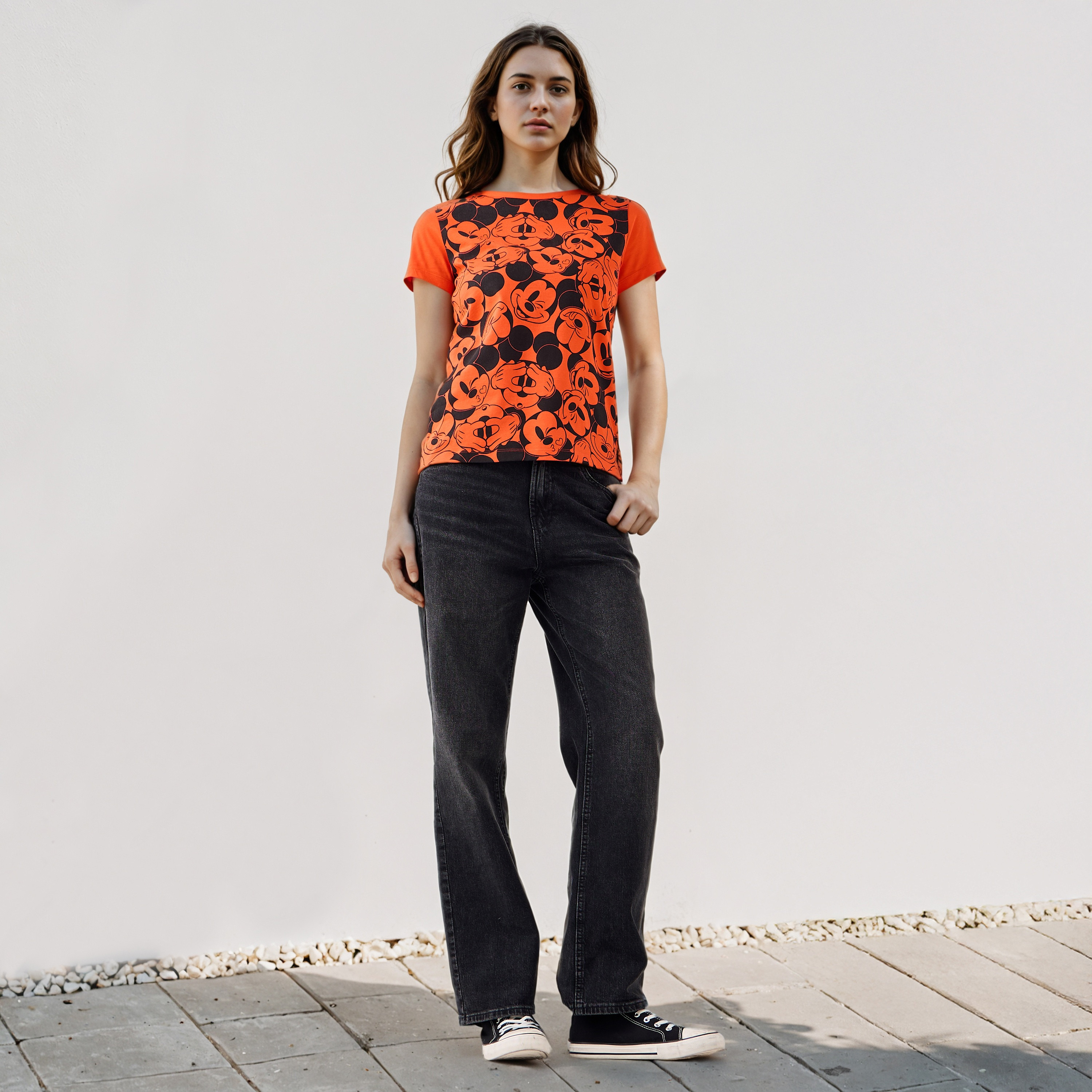 Mickey Mouse Print T-shirt-women-clothing-tshirts-image-2