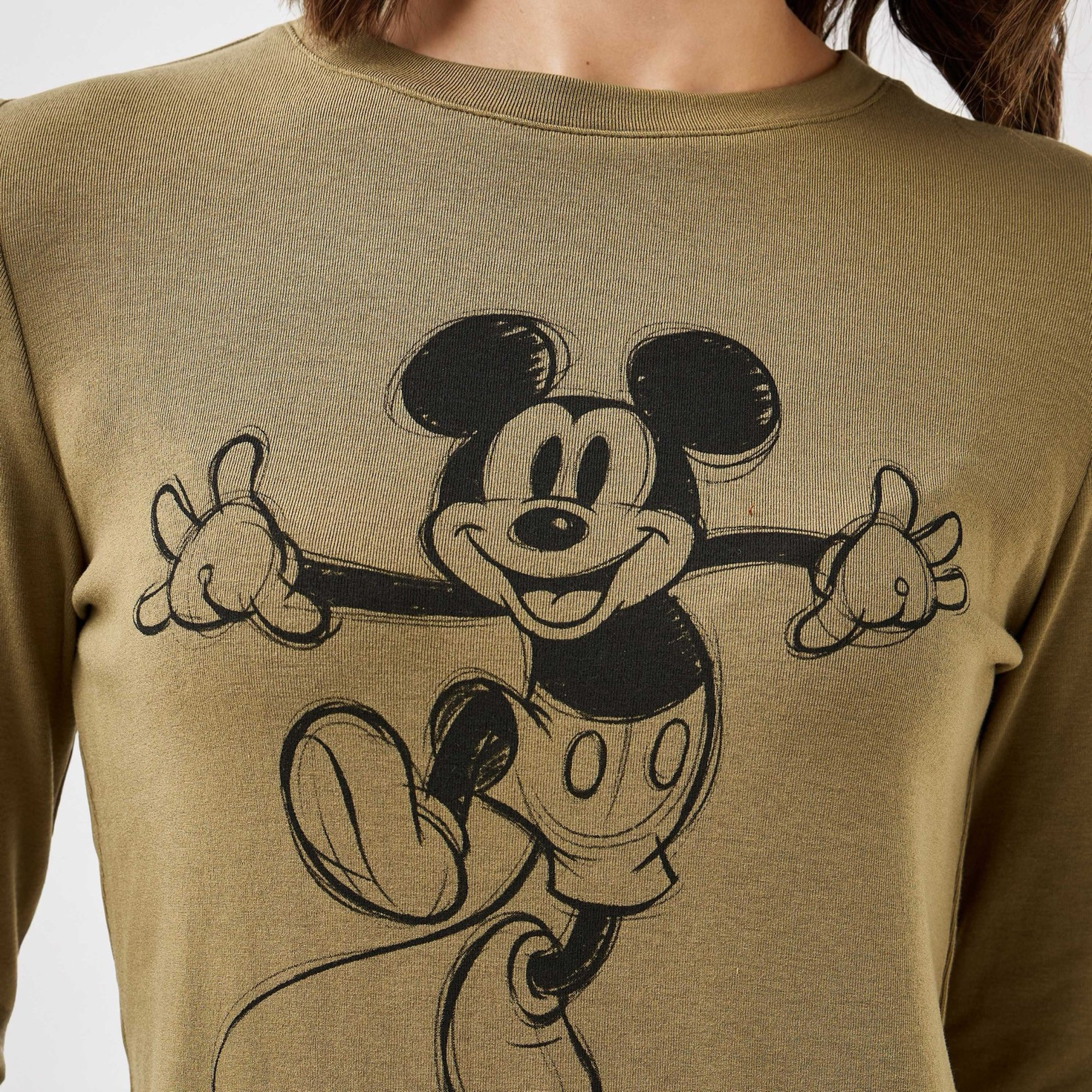 Mickey Mouse Print T-shirt with Long Sleeves-women-clothing-tshirts-image-5