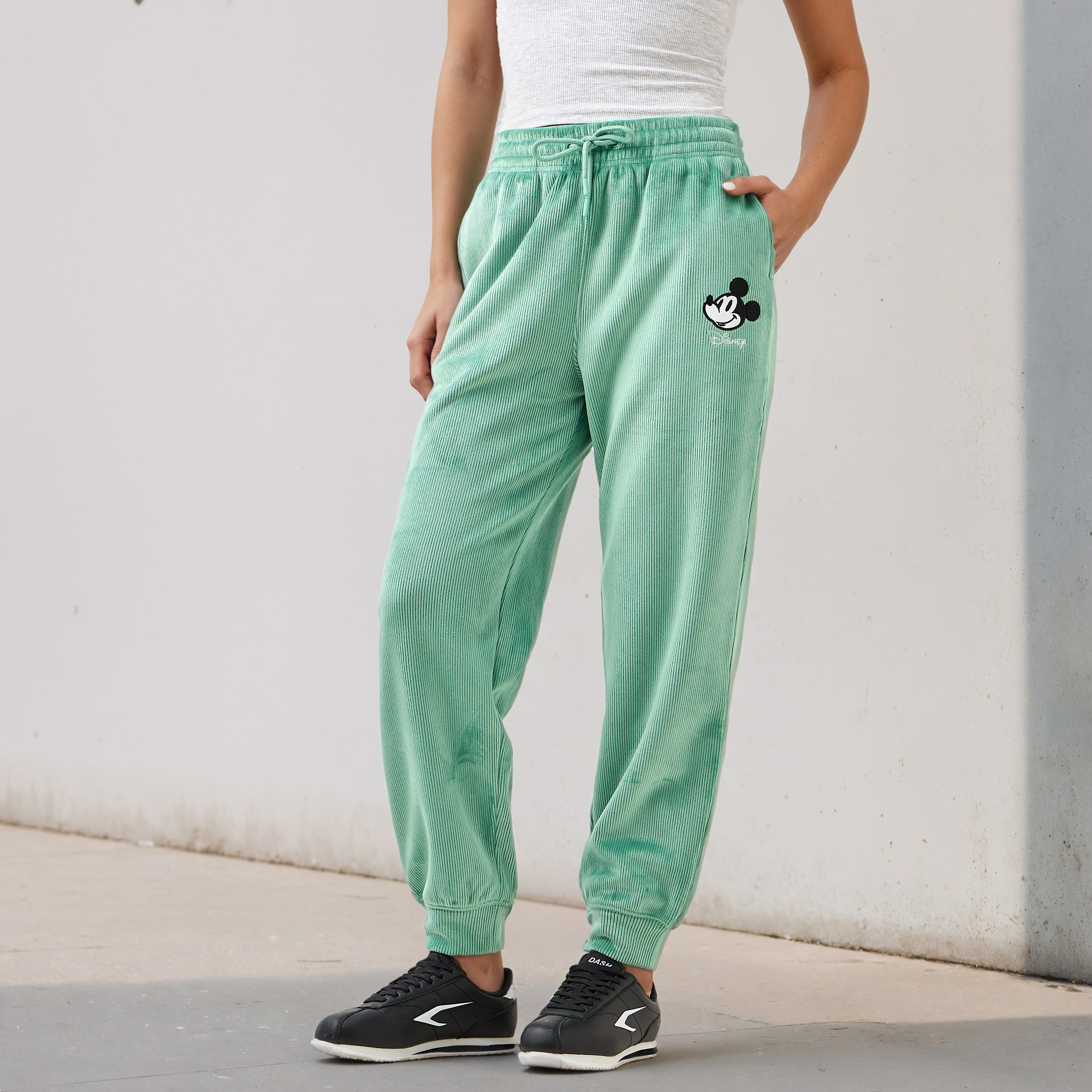 Mickey Mouse Embroidered Joggers-women-clothing-bottoms-joggers-image-1