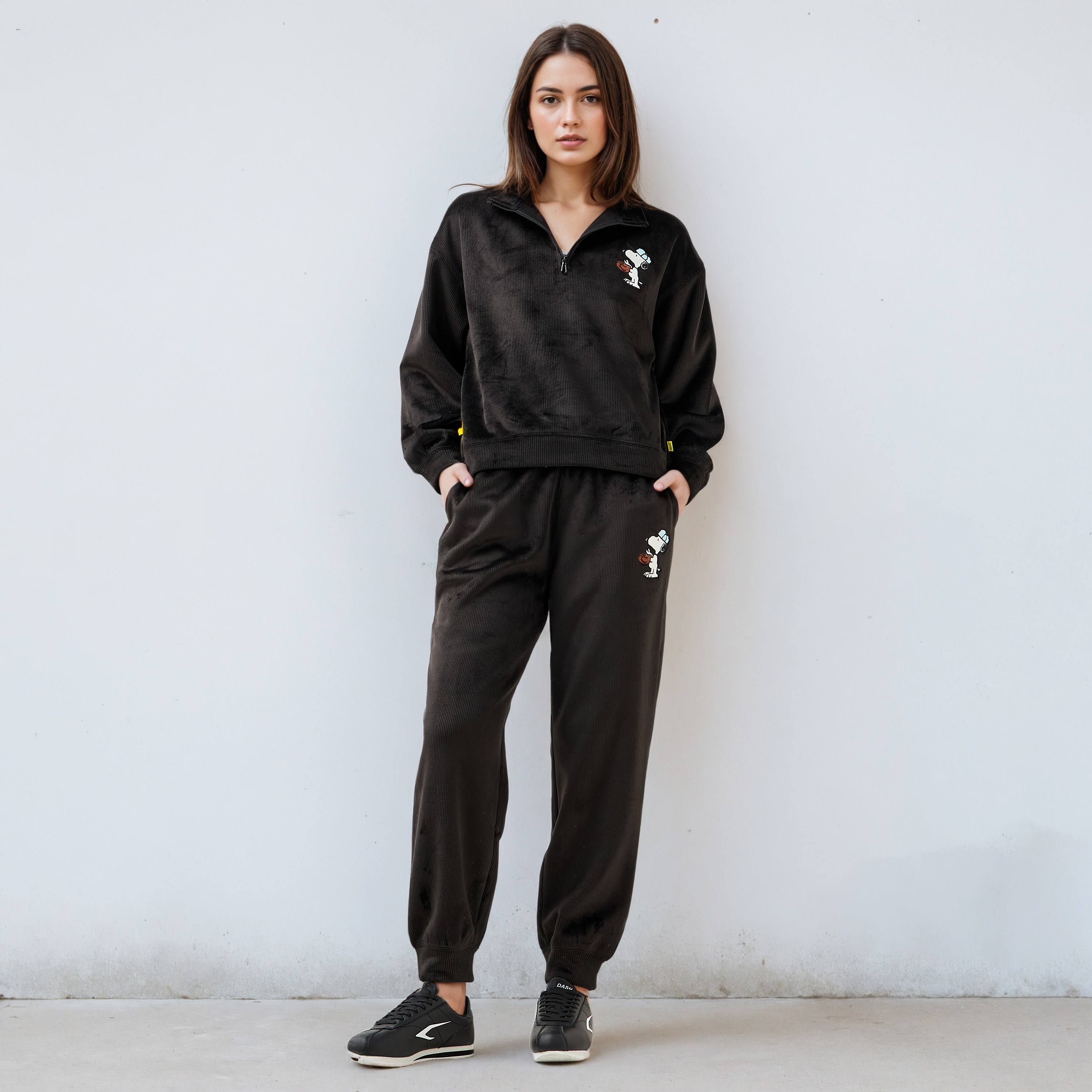 Snoopy Embroidered Joggers-women-clothing-bottoms-joggers-image-2
