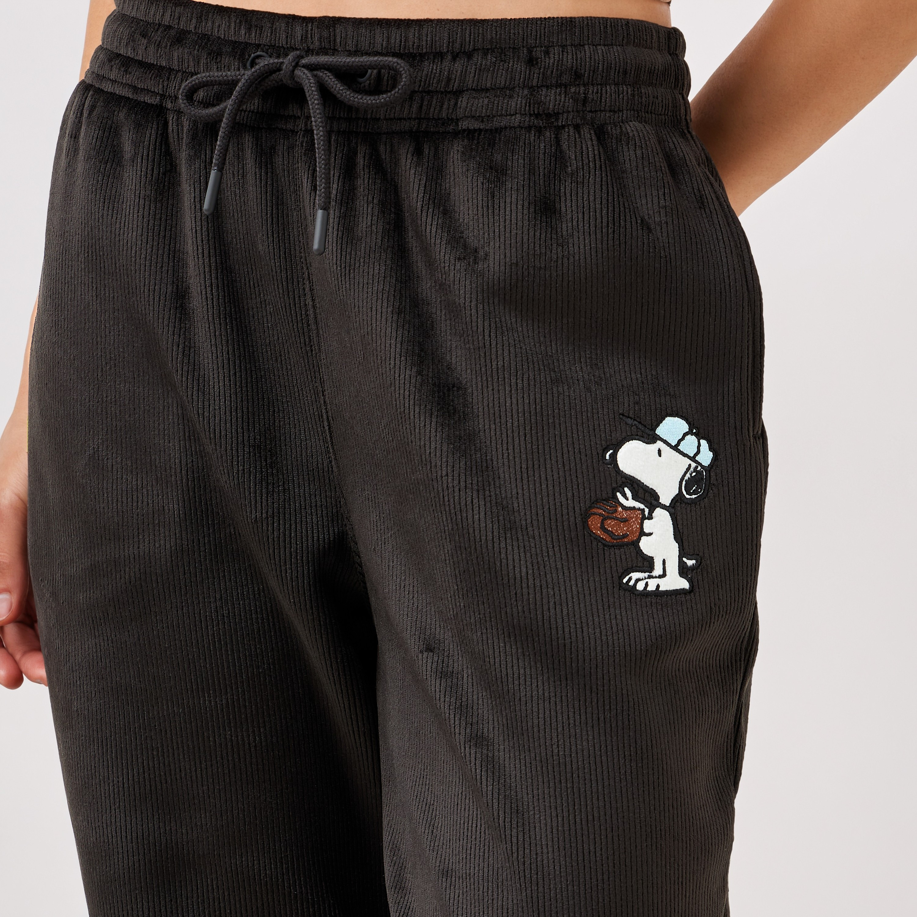 Snoopy Embroidered Joggers-women-clothing-bottoms-joggers-image-4