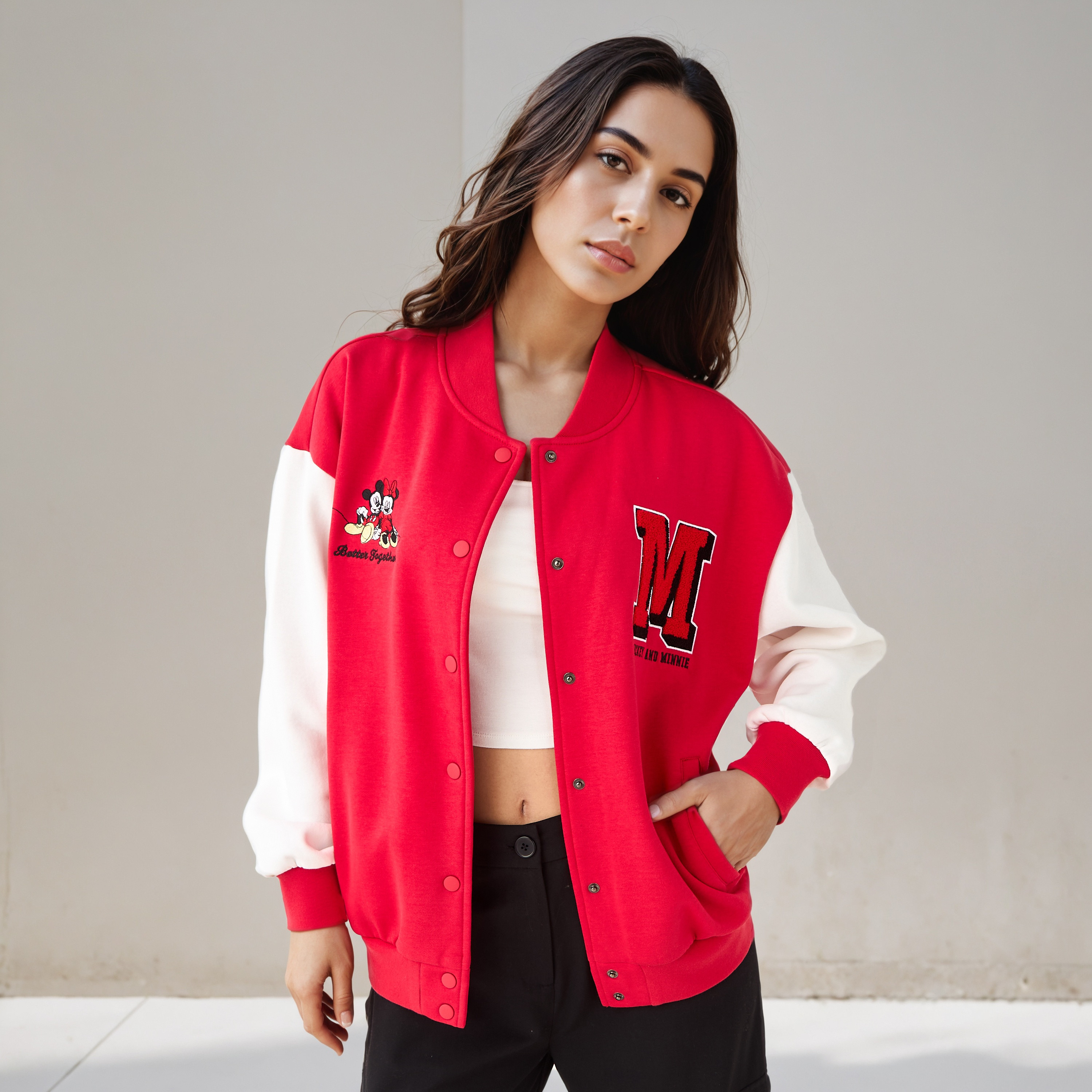 Minnie Mouse Varsity Jacket-women-winterwear-coatsandjackets-jackets-image-1