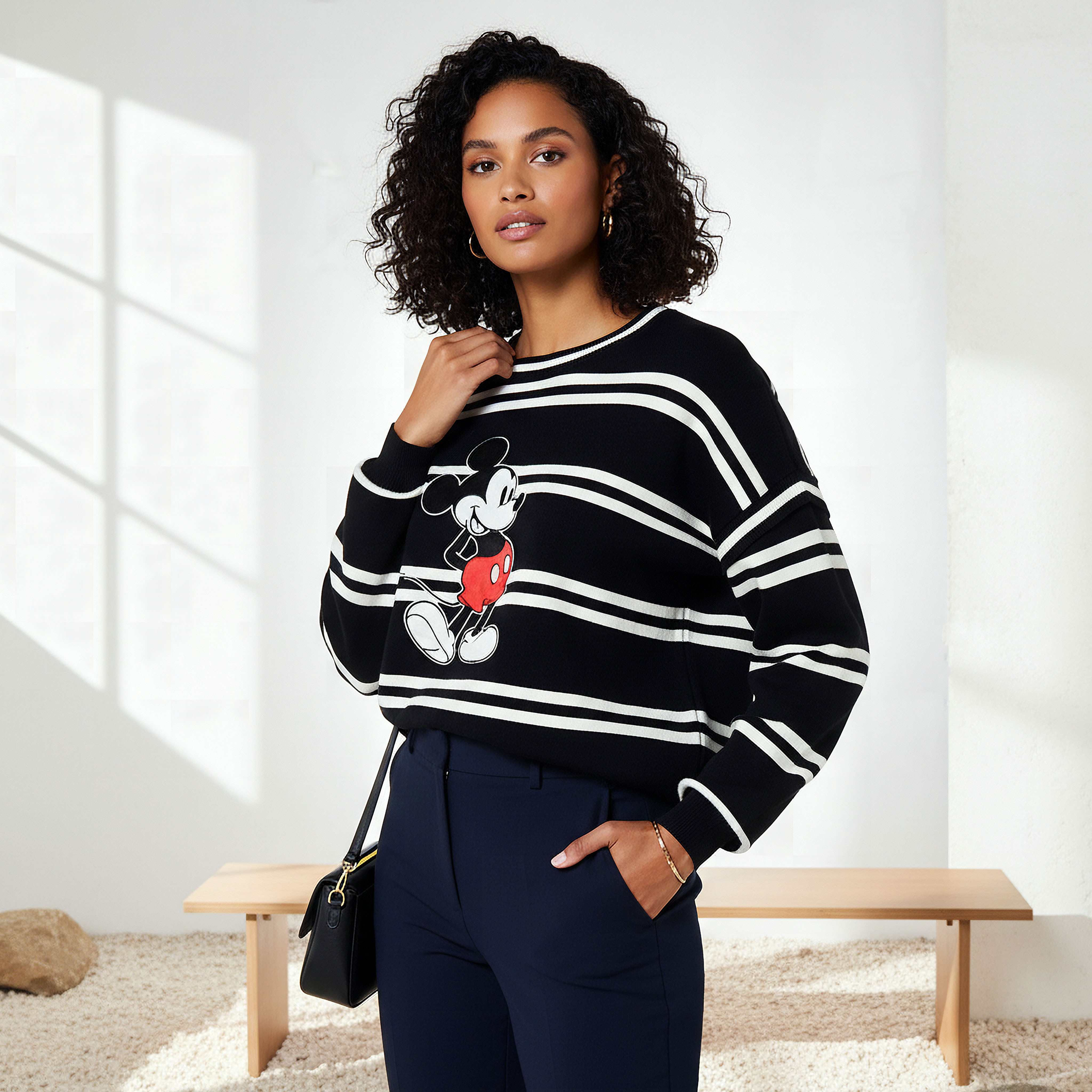 كنزة بياقة مستديرة وبزخارف ميكي ماوس-women-clothing-cardigansandjumpers-jumpers-image-4